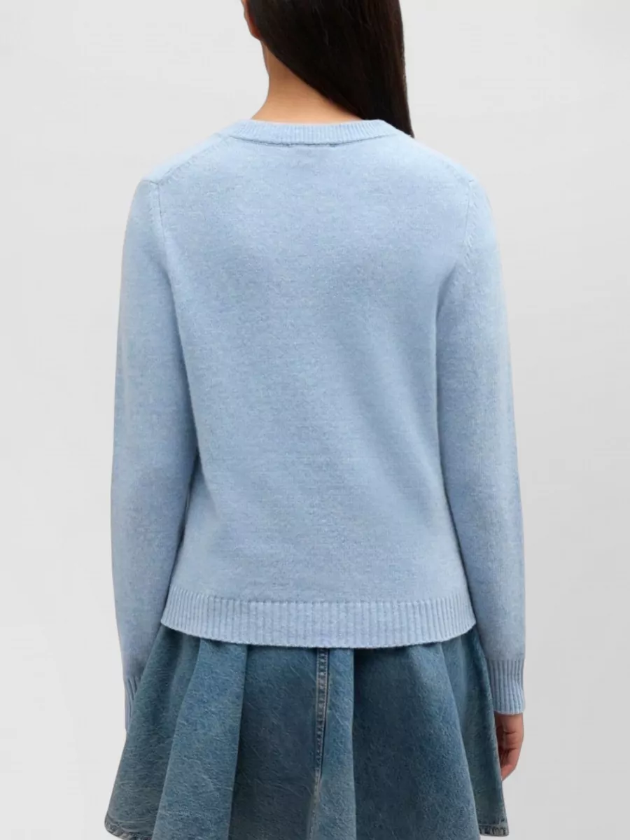 Ganni Wool Crew Neck Sweater Graphic Print