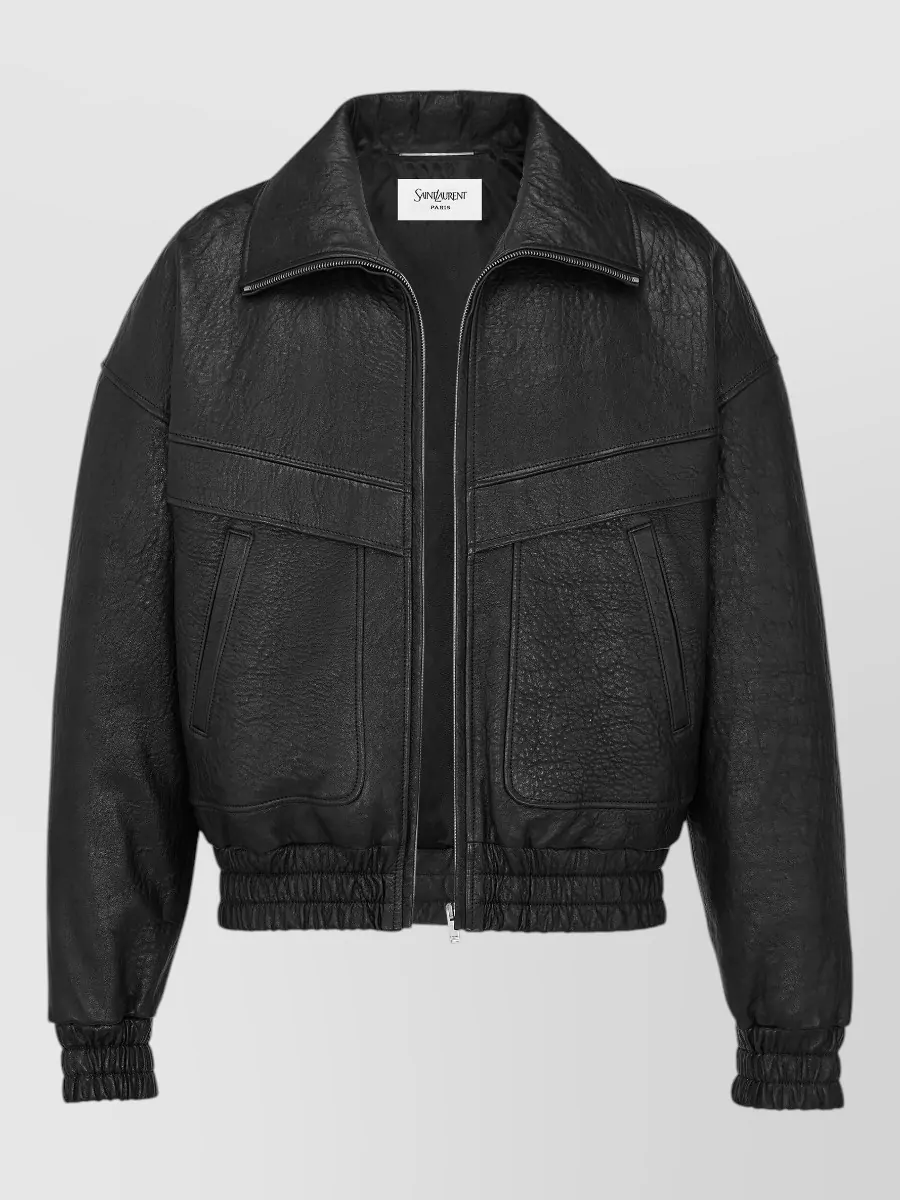 Saint Laurent Lamb Leather Stand Collar Jacket