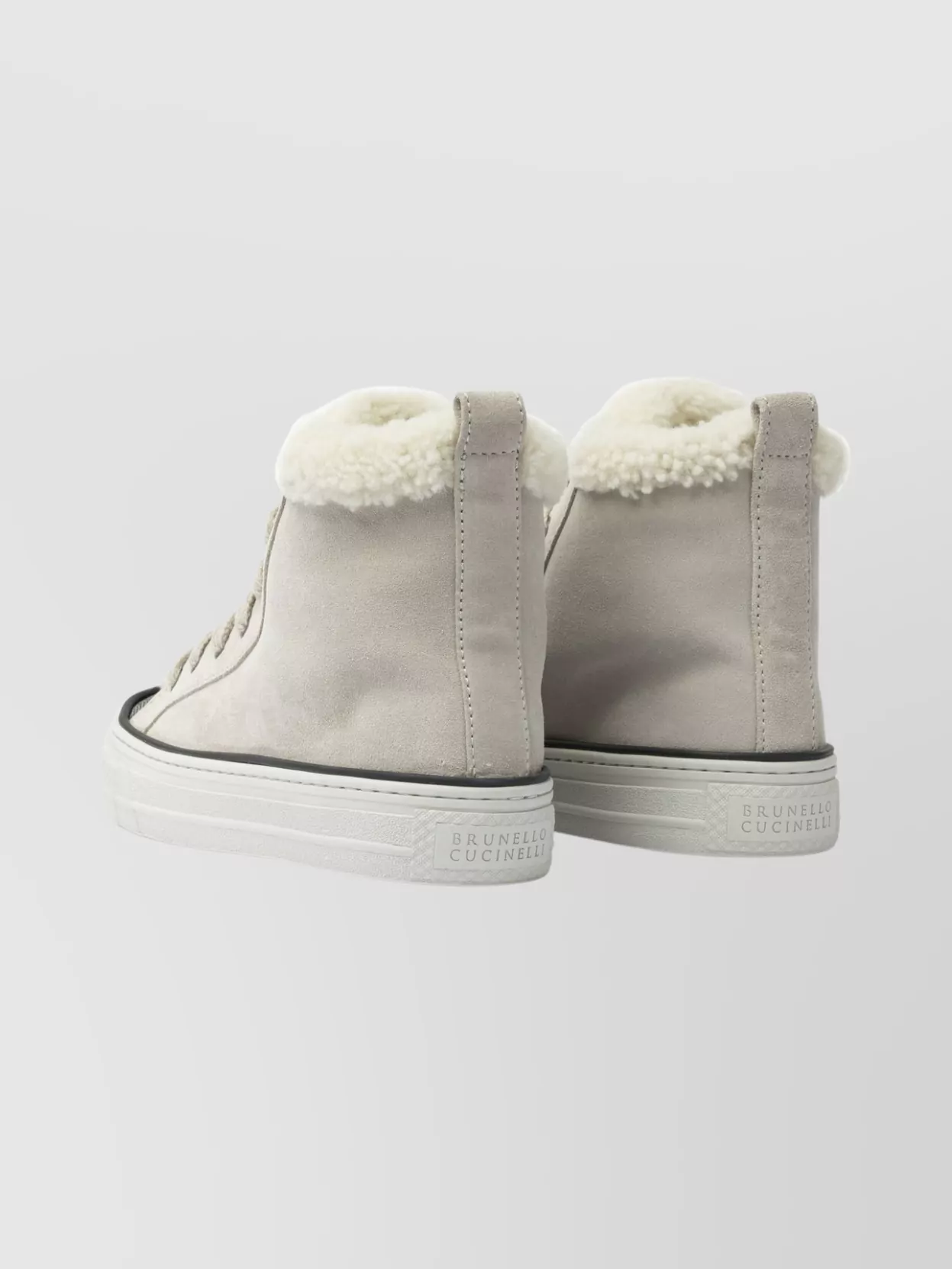Brunello Cucinelli High-top Sneakers Featuring Monile Accents In Gray