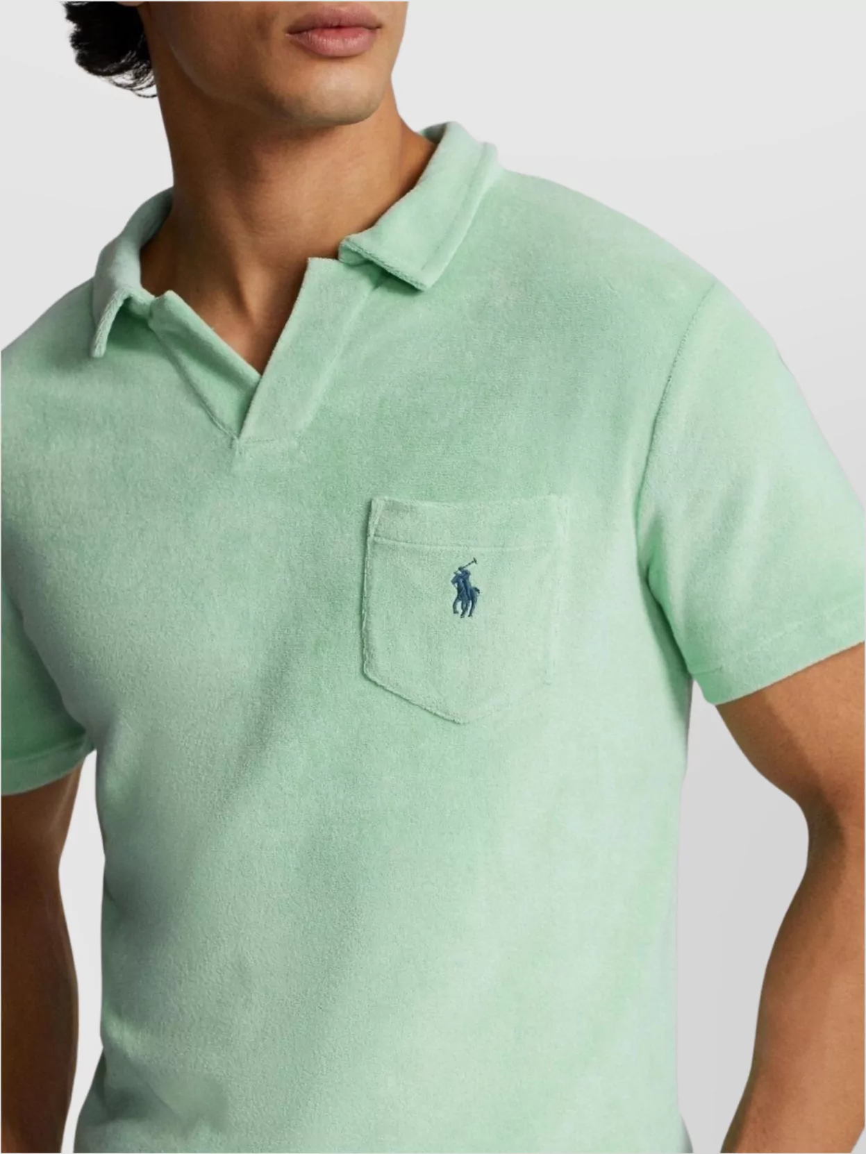 Ralph Lauren Polo Pony Terry Cloth-effect Polo Shirt In Green