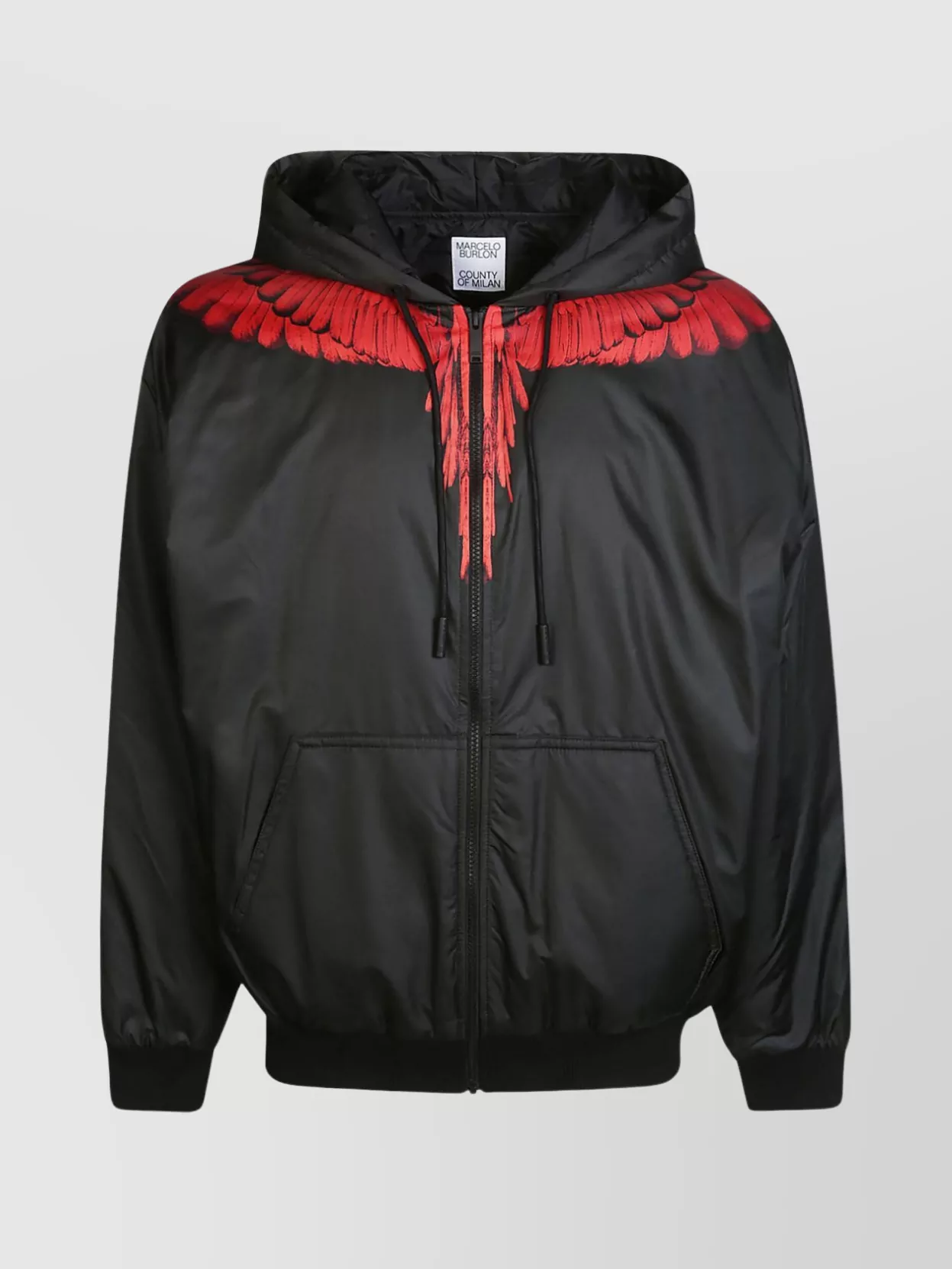 Shop Marcelo Burlon County Of Milan Icon Wings Elasticated Hem Hooded Wings Jacket