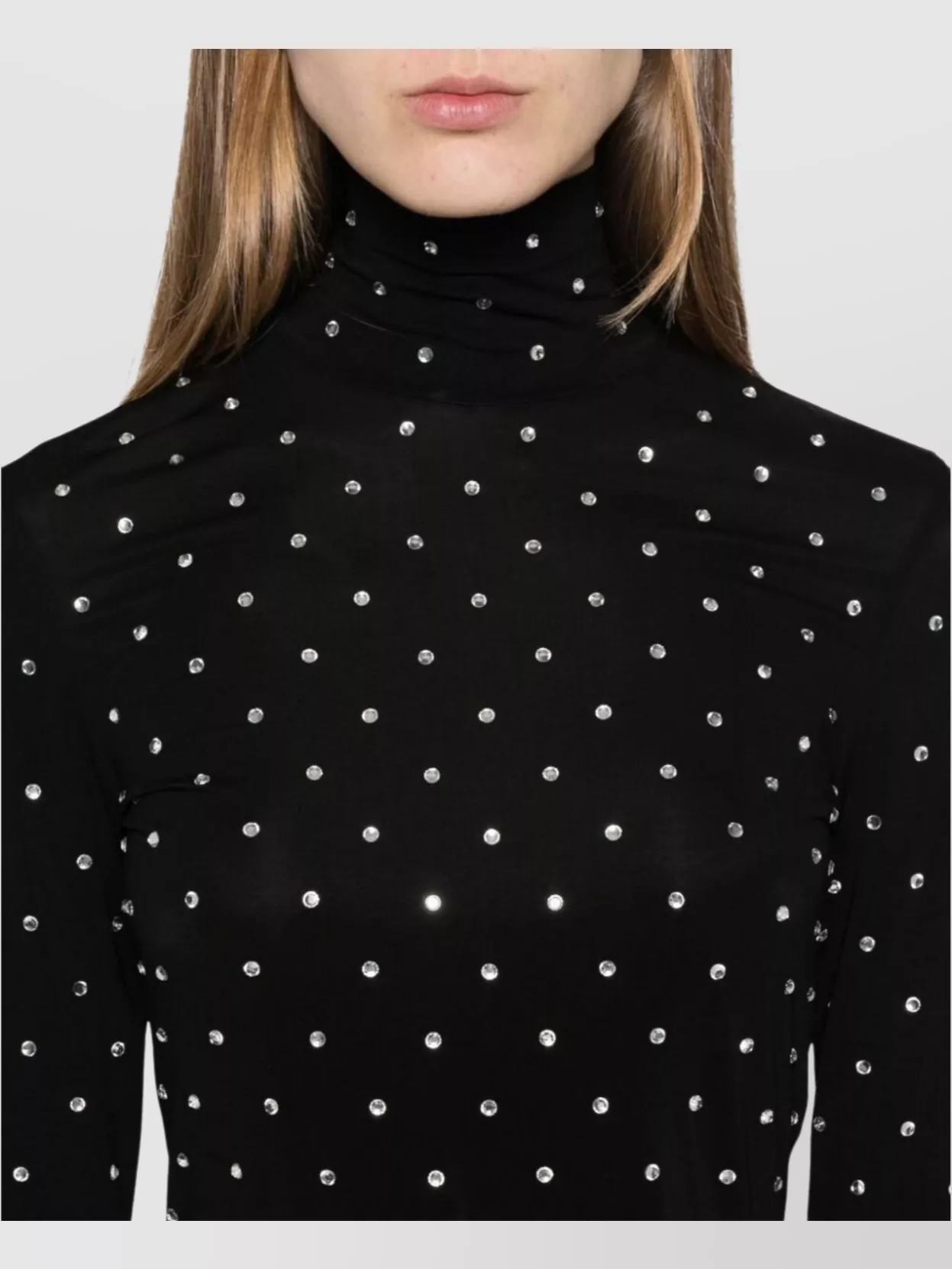 Paco Rabanne Turtleneck Embellished Fitted Silhouette Long Sleeves