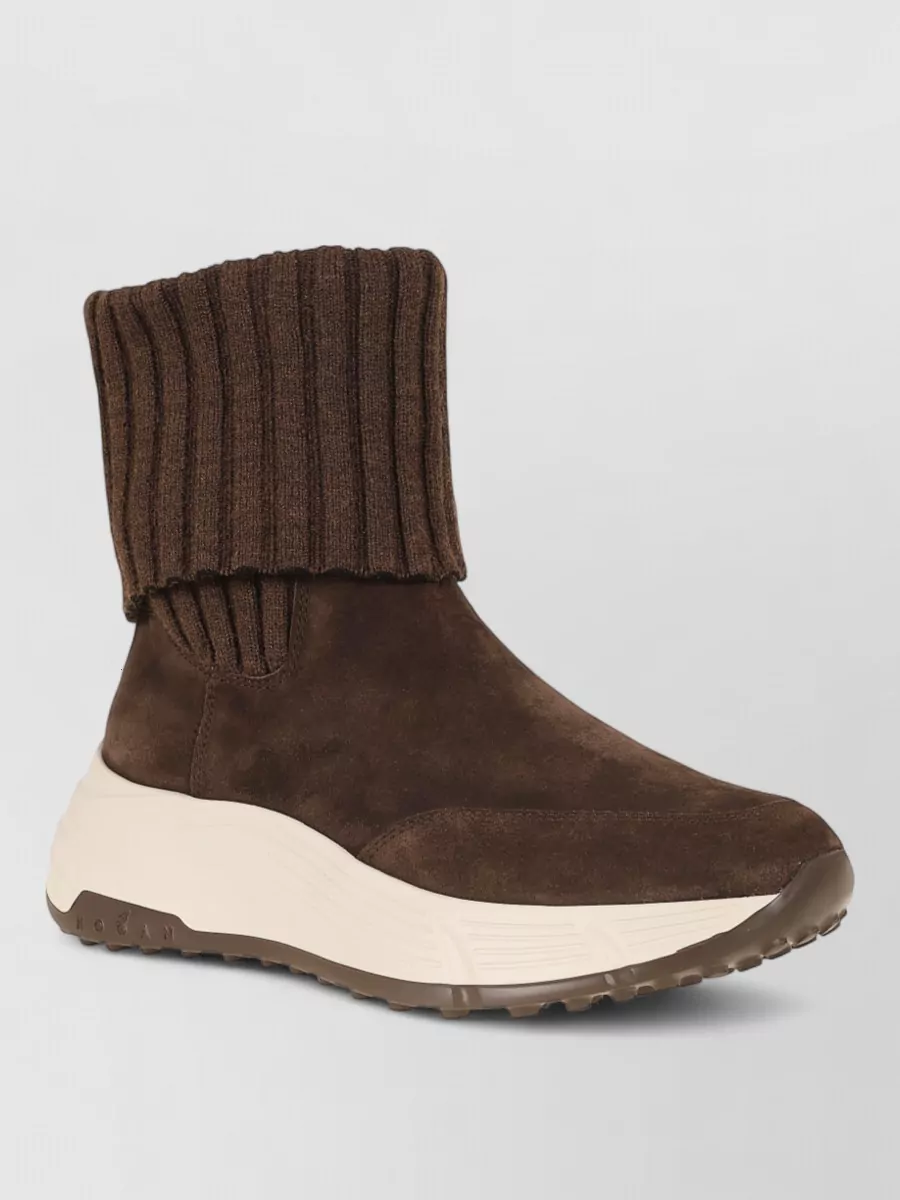 Hogan leather ribbed-cuff chelsea boots