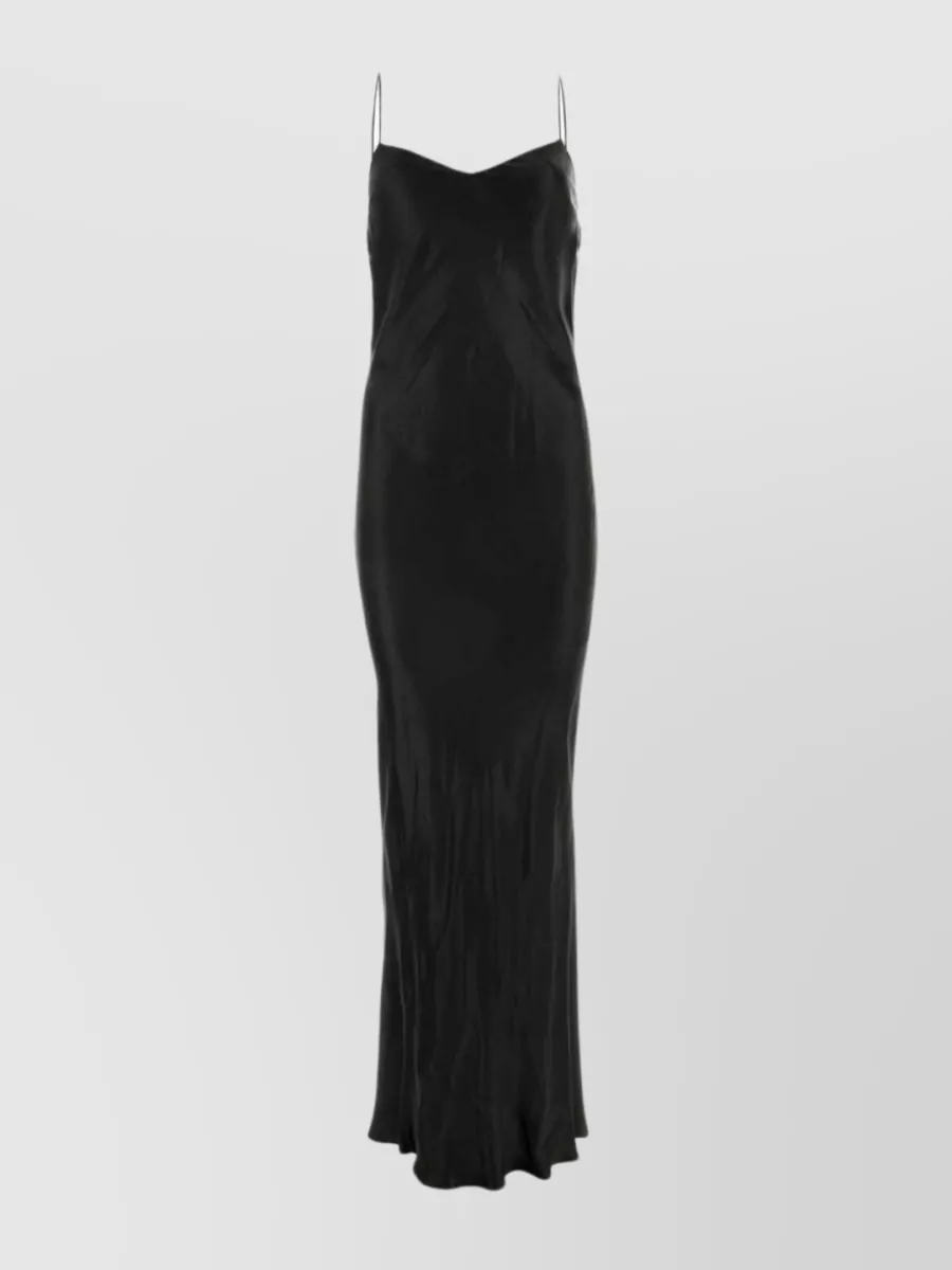 Shop Saint Laurent Draped Satin Evening Gown In Black