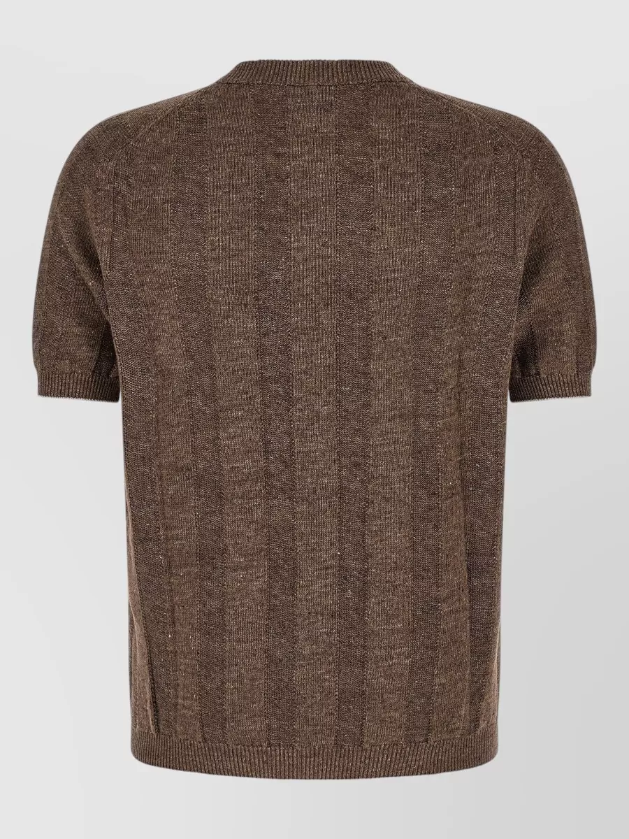 Brunello Cucinelli Ribbed Linen Blend Short-Sleeve Jumper