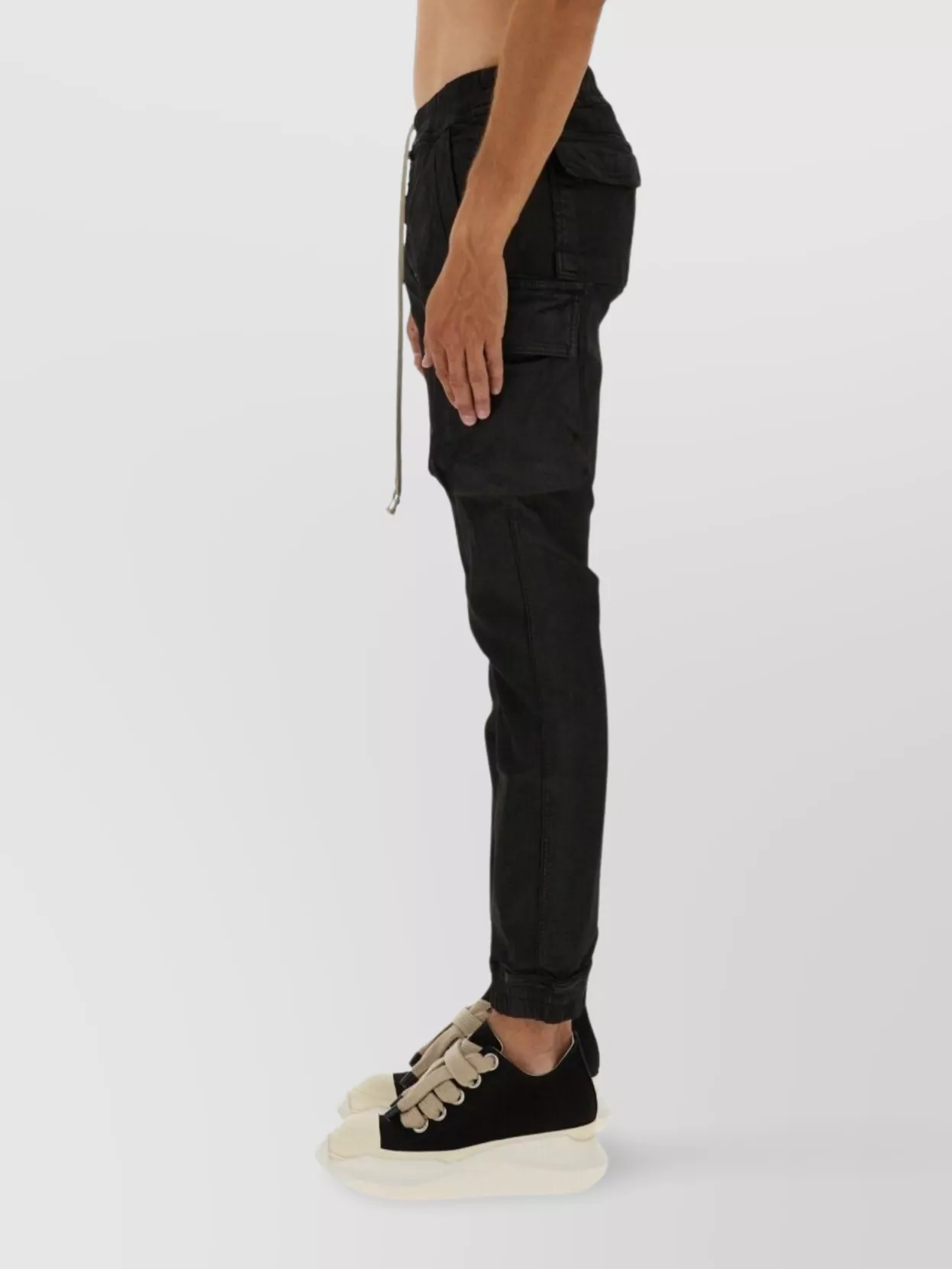 Rick Owens Drkshdw Tapered Cargo Trousers Drawstring Waist