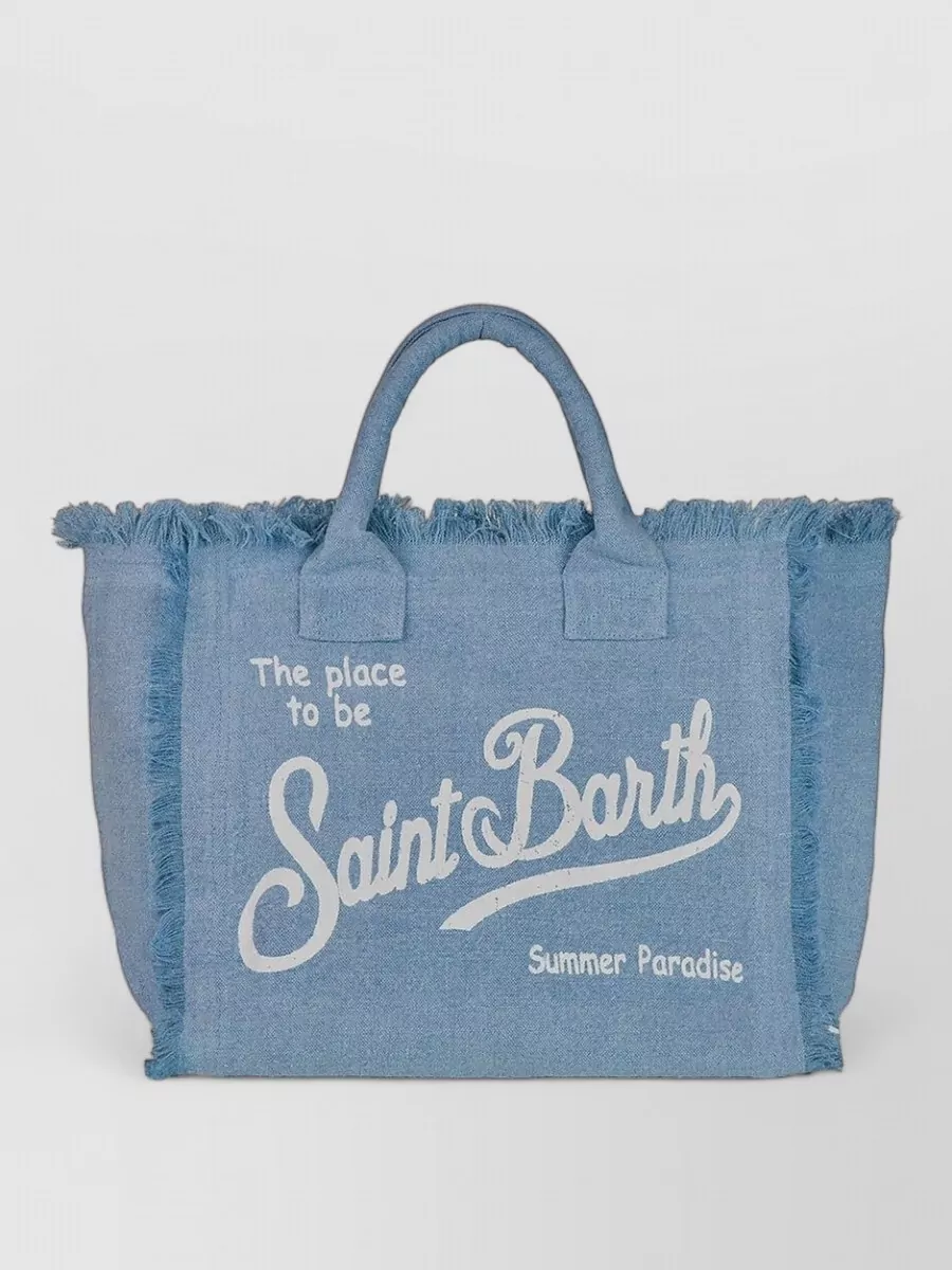Mc2 Saint Barth Linen Fringed Beach Bag