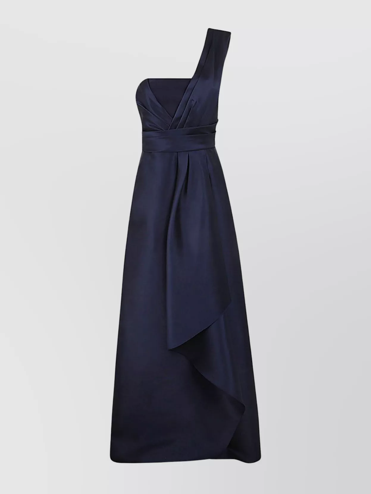 Alberta Ferretti Draped One-Shoulder Satin Long Dress