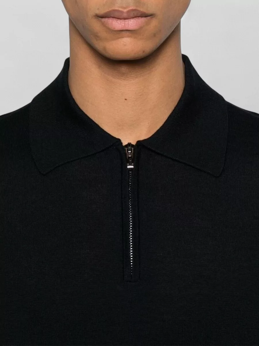 Emporio Armani Virgin Wool Long-Sleeve Polo Jumper