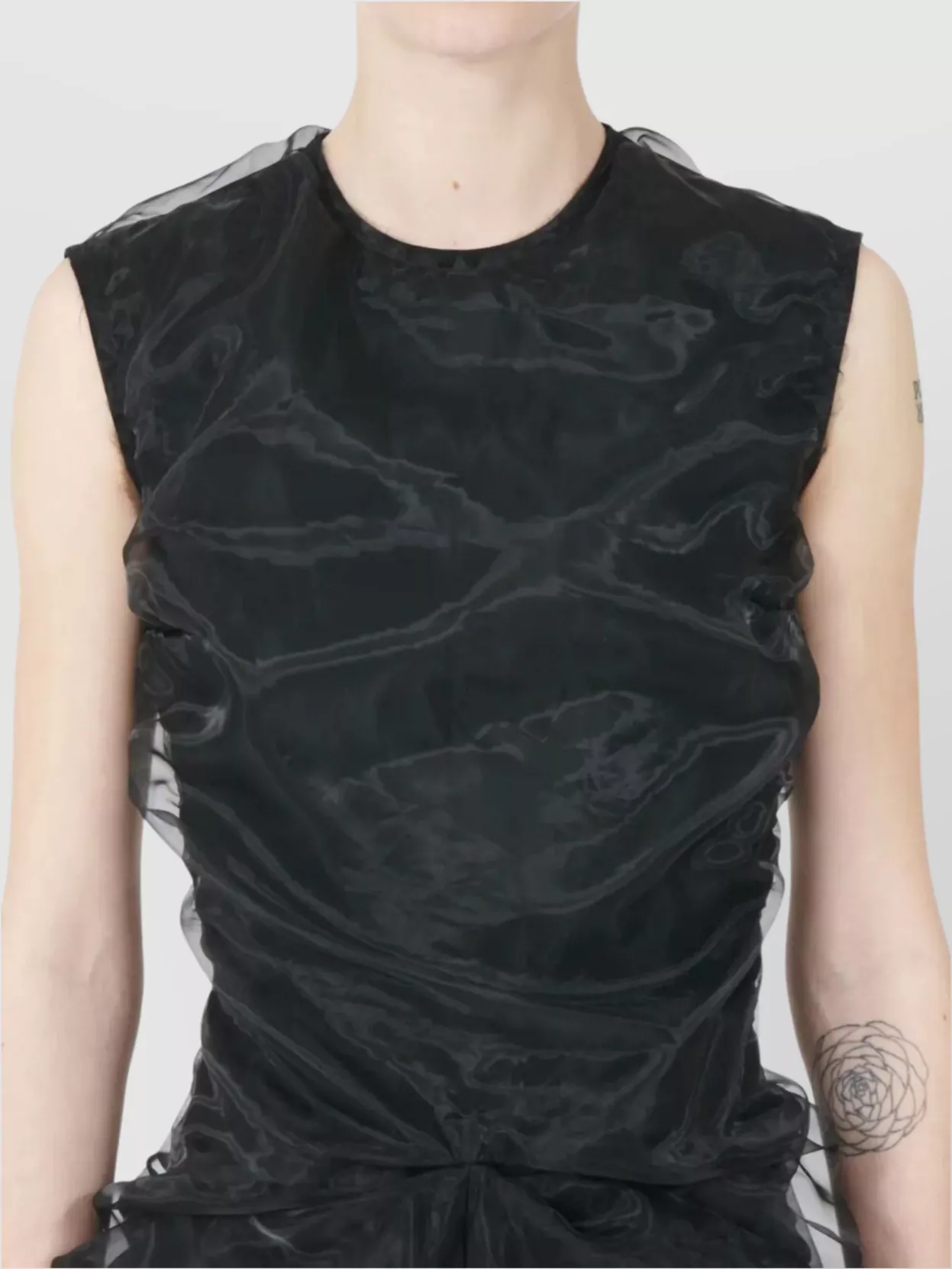 Maison Margiela Sleeveless Midi Dress Sheer Overlay