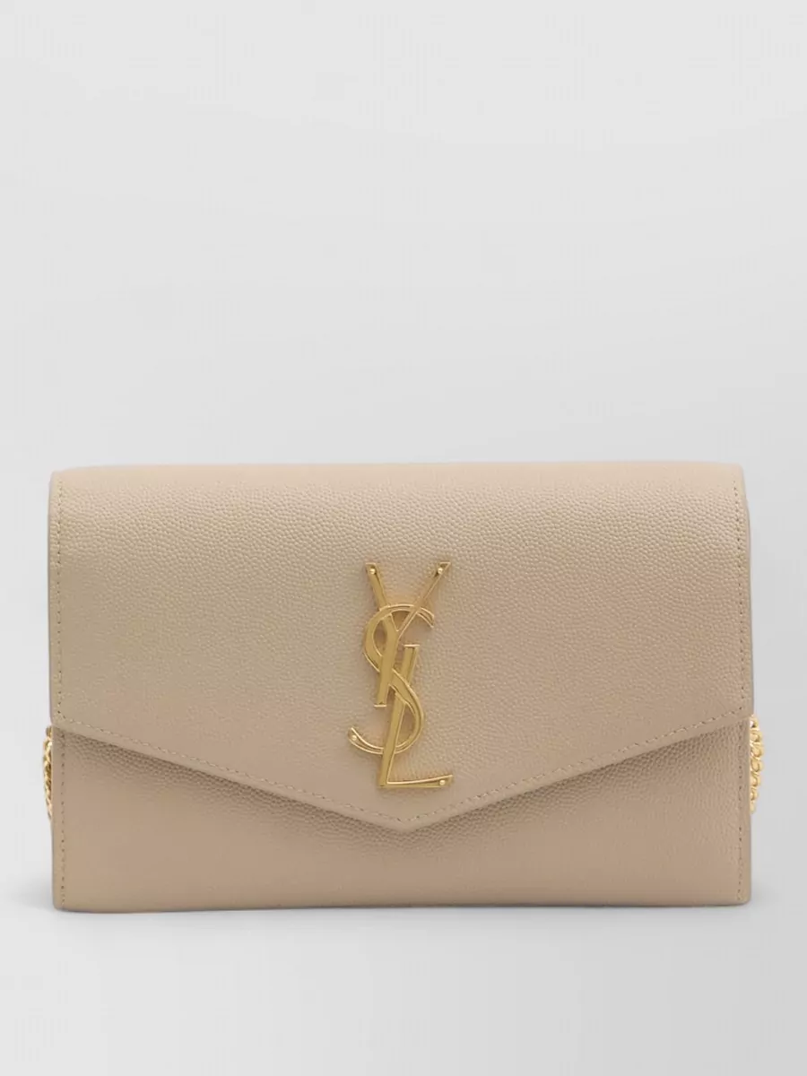 Saint Laurent Grain De Poudre Leather Chain Pouch