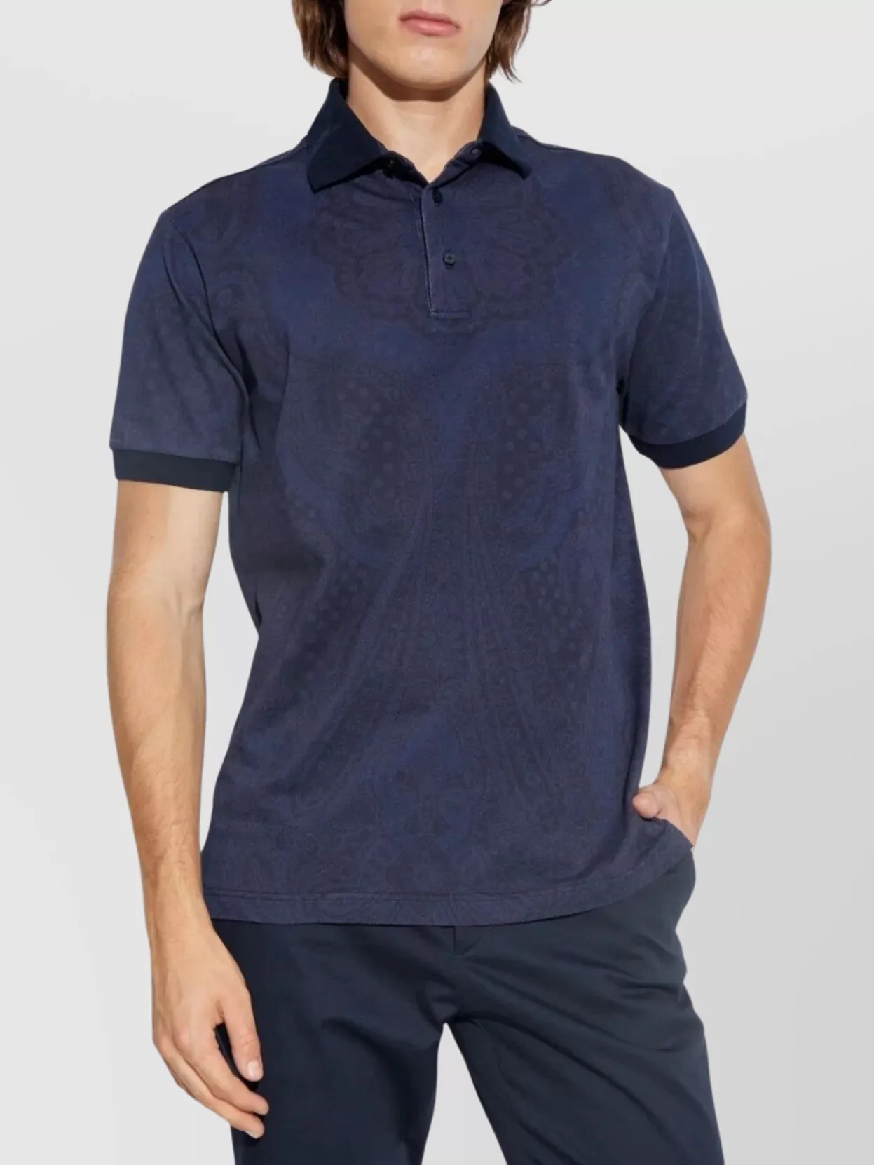 Etro Roma Paisley Print Cotton Polo Shirt