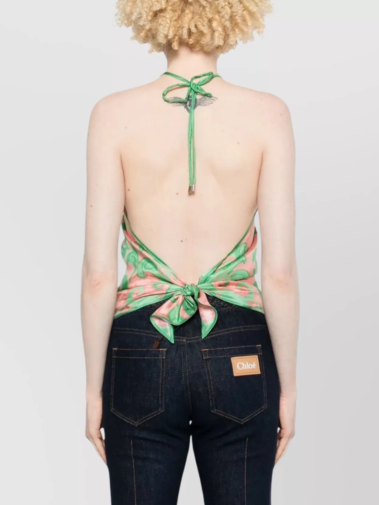 Etro Halter Neck Floral Pattern Open Back Top