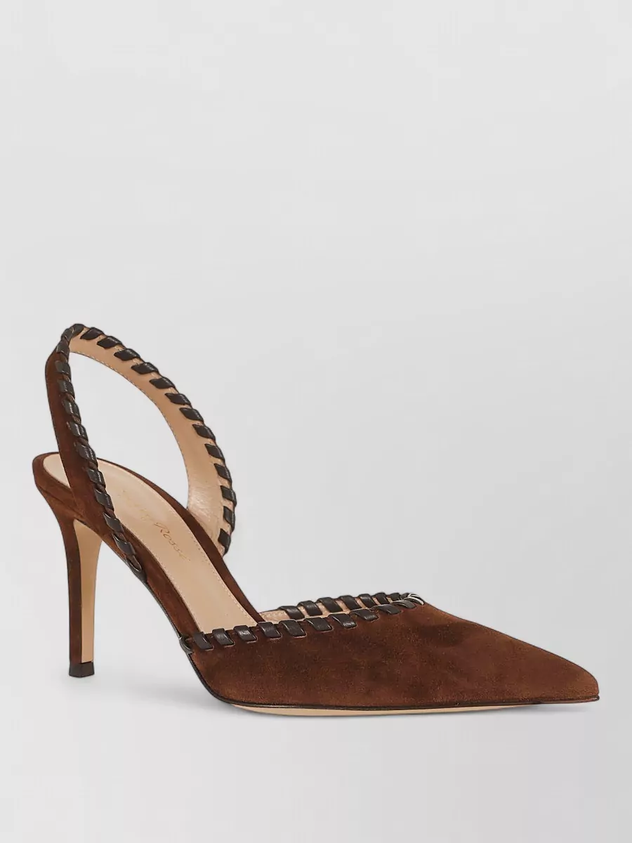 Gianvito Rossi Leather Braided Slingback Mules