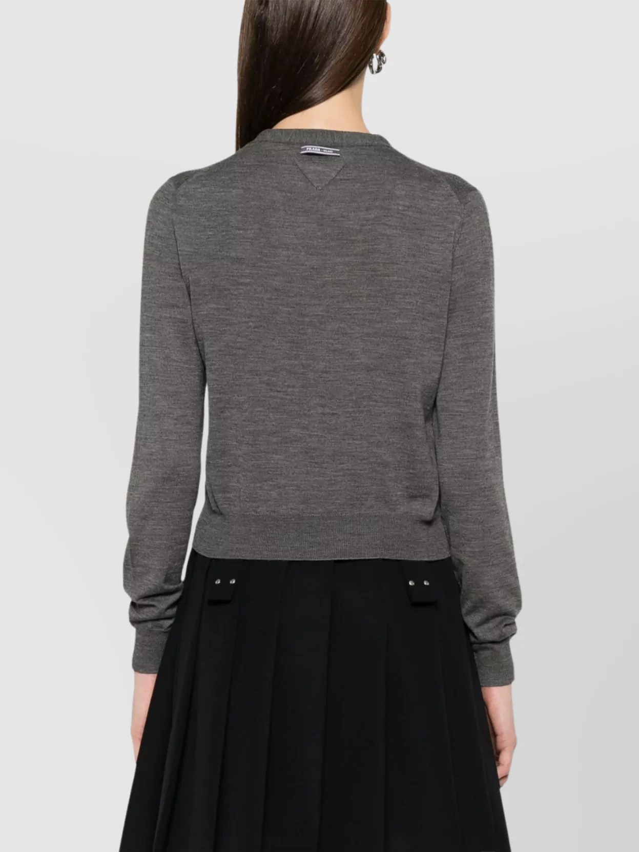 Prada V-neck Knitwear With Classic Silhouette And Refined Details In Gray