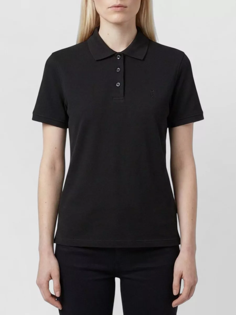 Saint Laurent Ribbed short-sleeve polo shirt