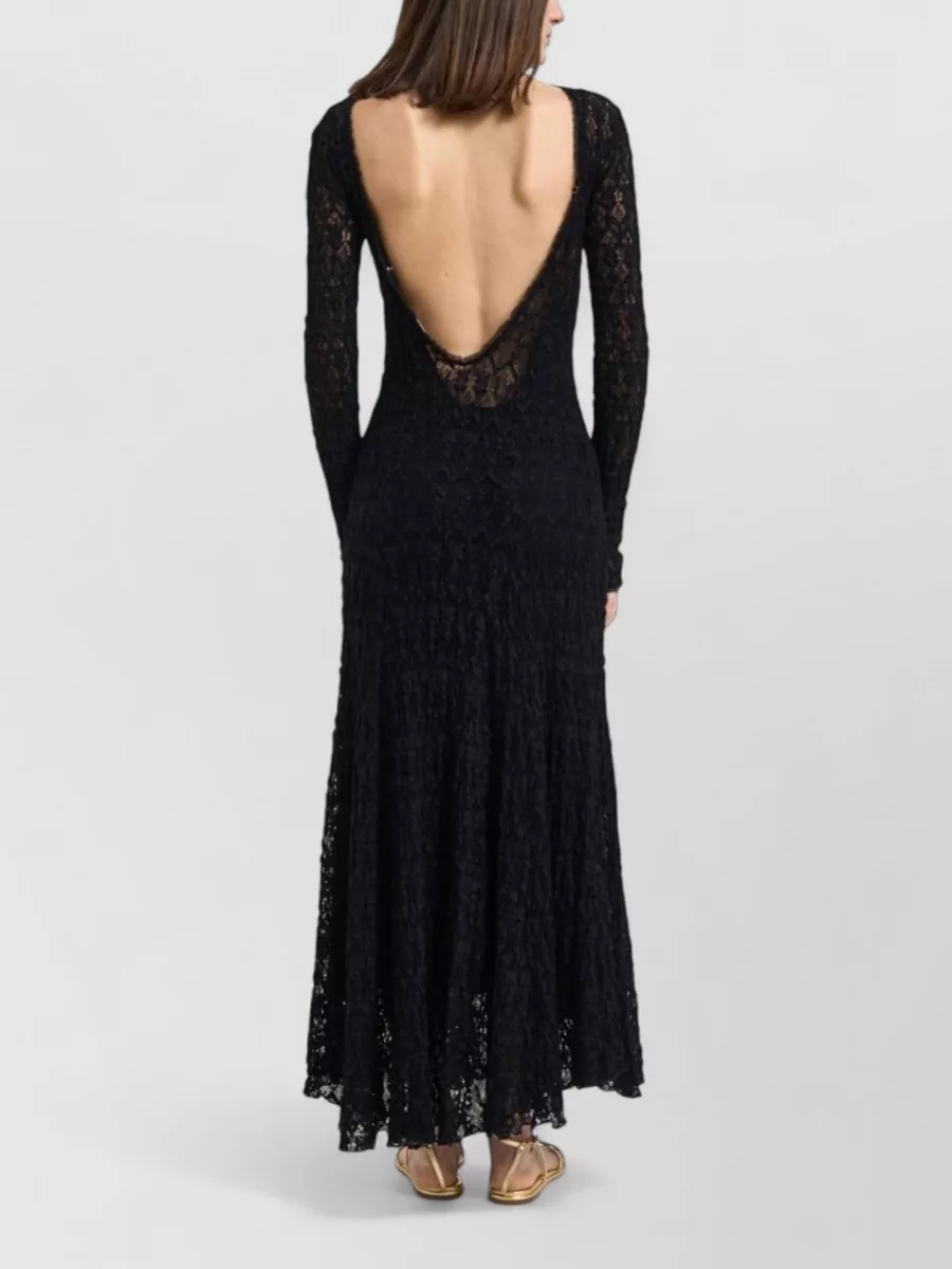 Forte Forte Lace Long-Sleeve Open-Back Maxi Dress