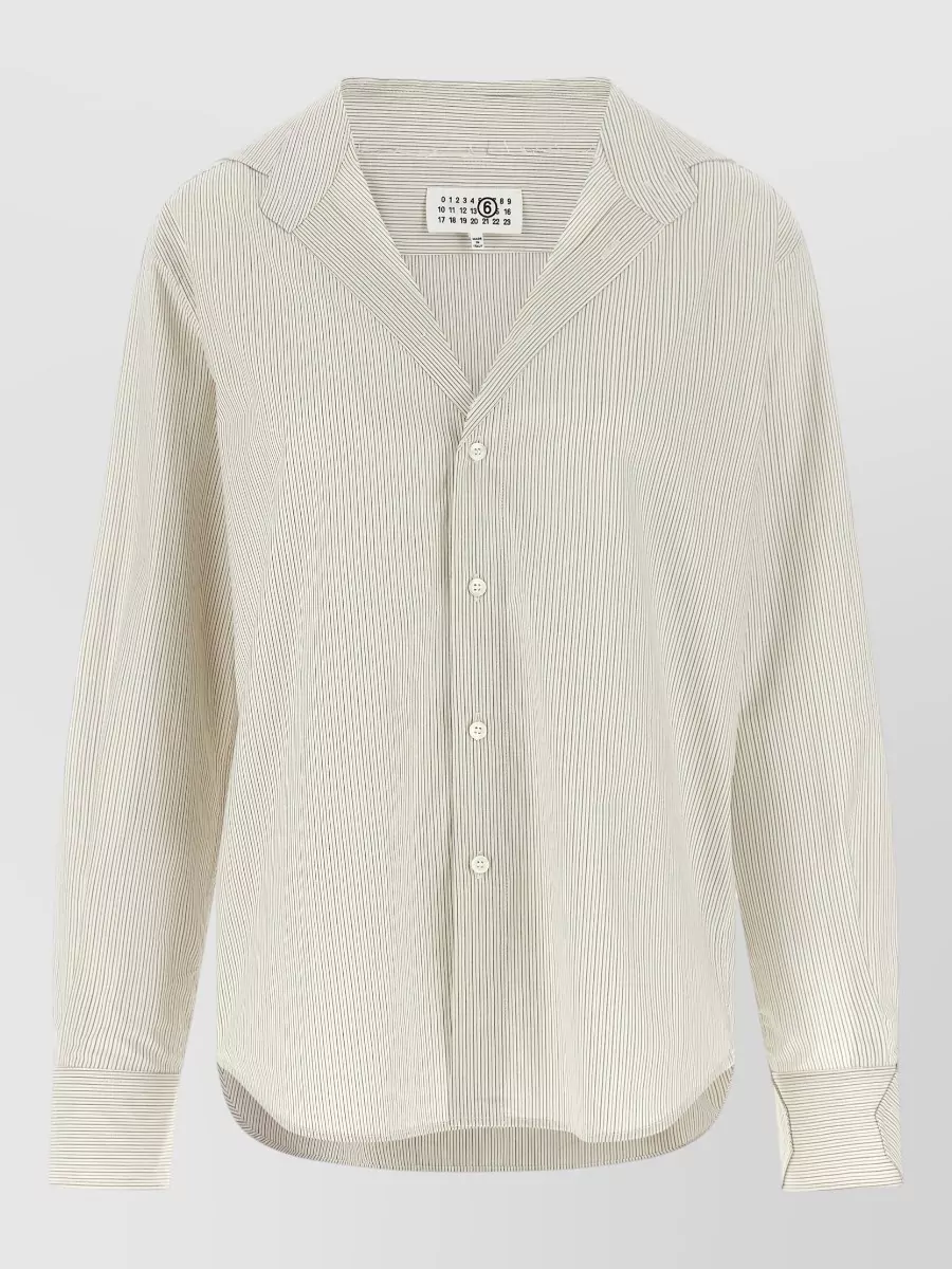Mm6 Maison Margiela striped cotton relaxed-fit collarless shirt