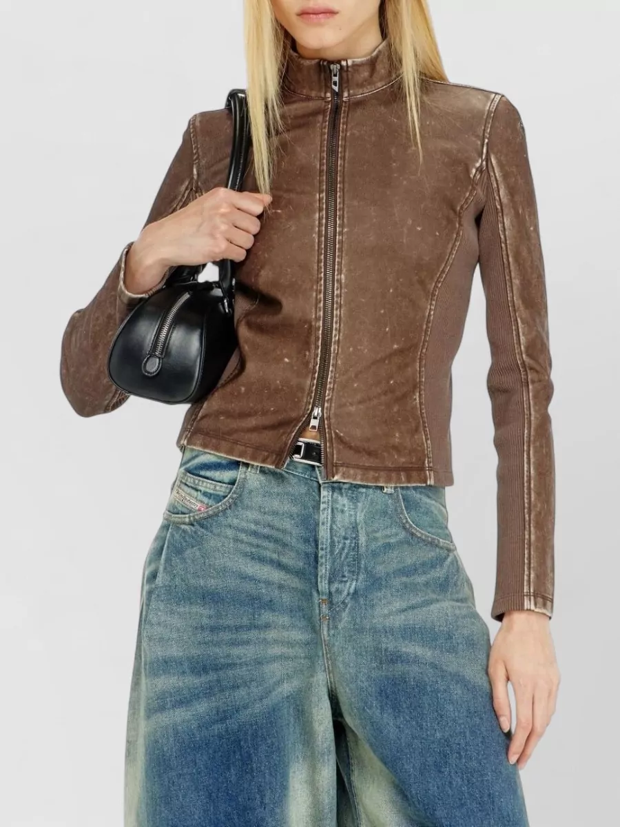 Diesel Ribbed-Knit Biker Jacket