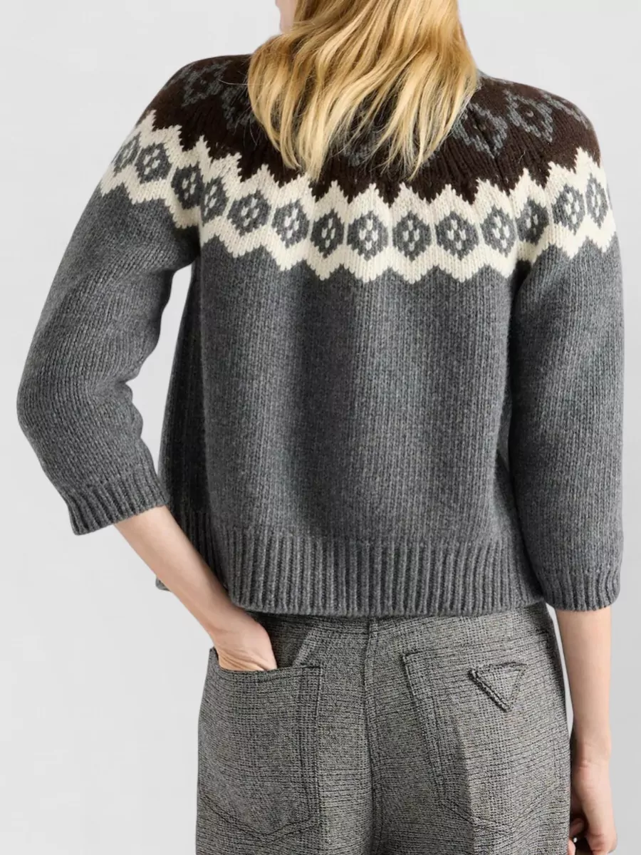 Prada Long Knit Cardigan Patterned Design