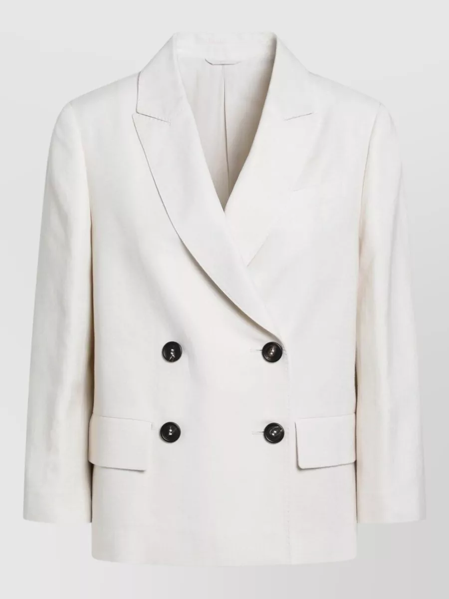 Brunello Cucinelli Ivory fluid twill jacket in viscose and linen