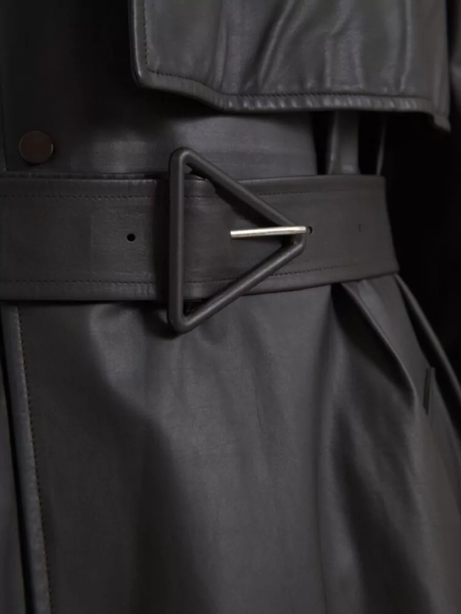 Bottega Veneta Leather Belted Trench Coat