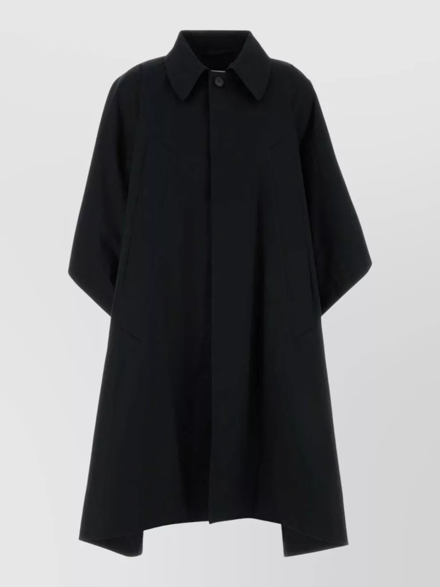 Mm6 Maison Margiela Tailored Cotton Overcoat A-line Silhouette In Black