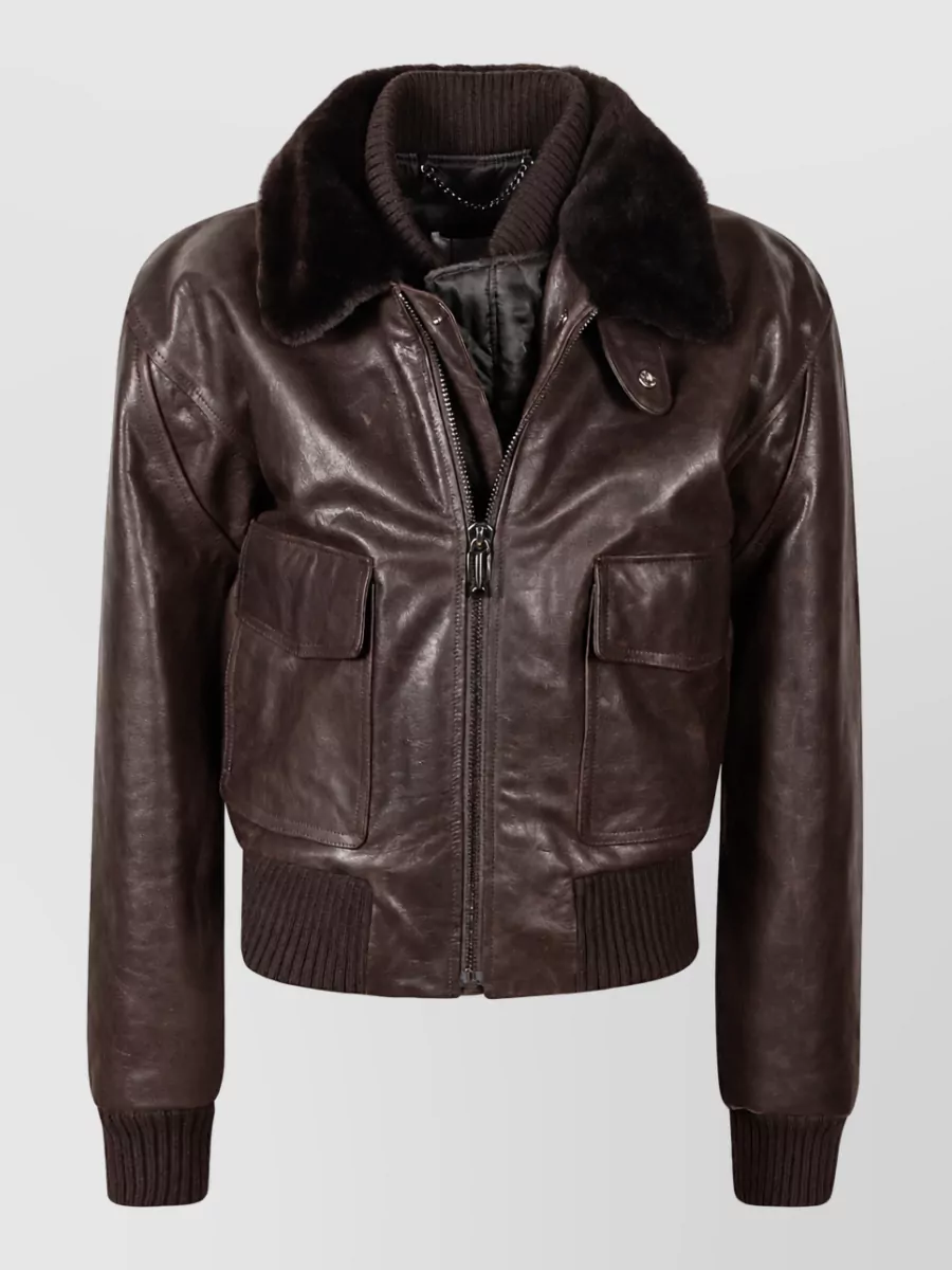 Victoria Beckham leather aviator jacket