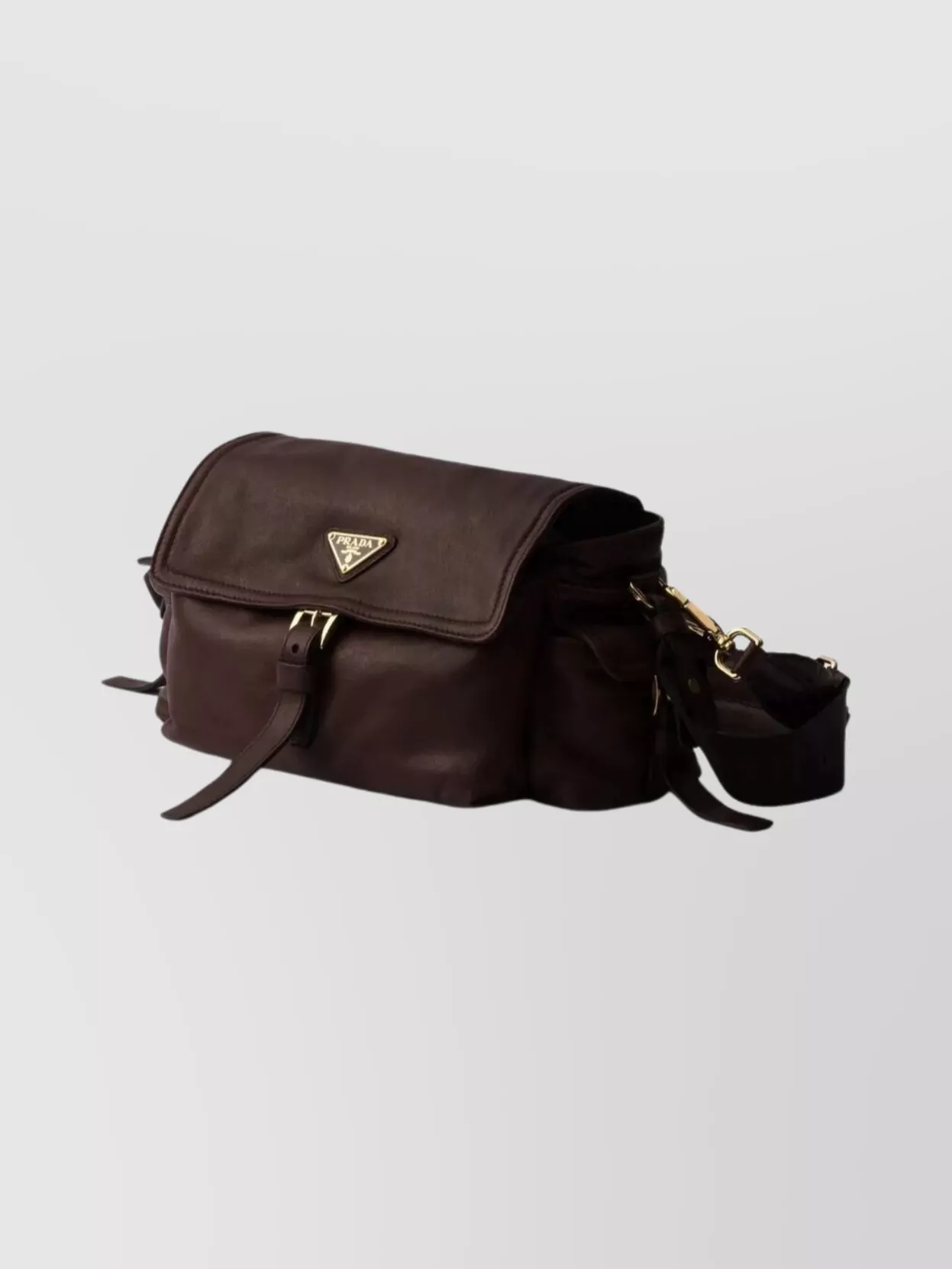 Prada Medium Nappa Leather Shoulder Bag Flap In Brown