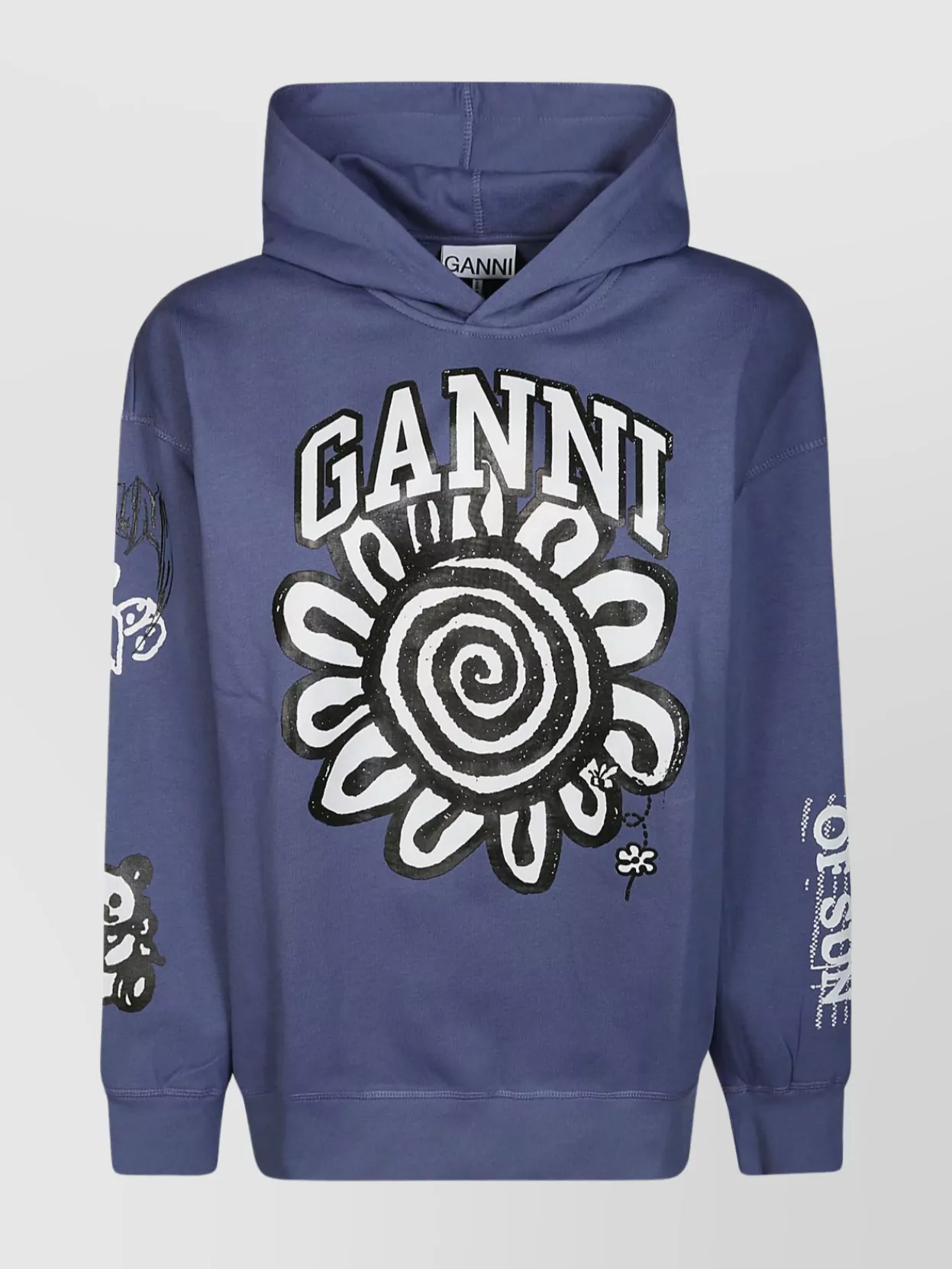 Shop Ganni Floral Graphic Hooded Knit