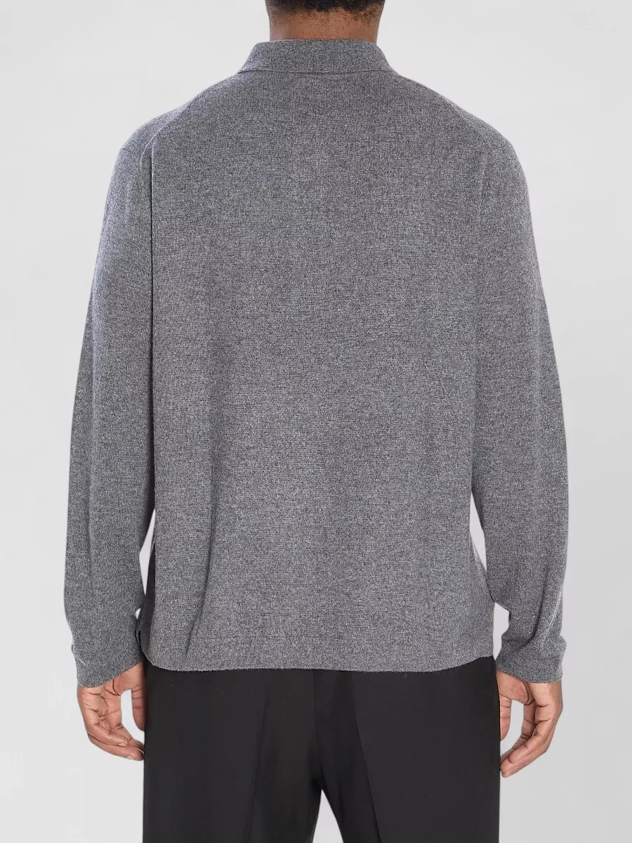 Lisa Yang Cashmere Ribbed Long-Sleeve Polo Sweater