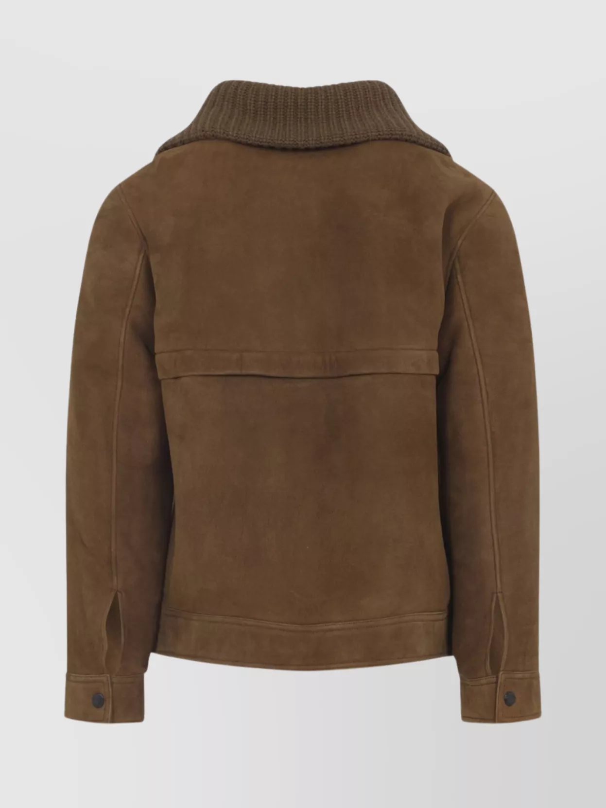 Yves Salomon Suede Finish Down Jacket With Buttoned Cuffs In Brown