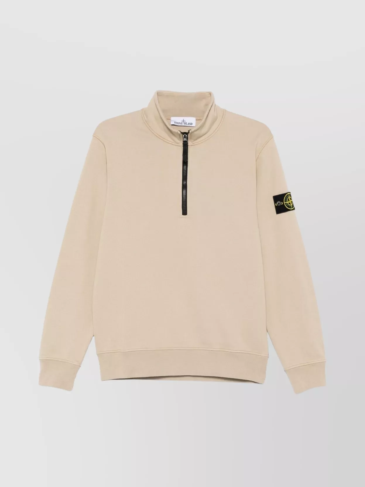 Stone Island High Collar Ribbed Cuffs Sweater In Neutral