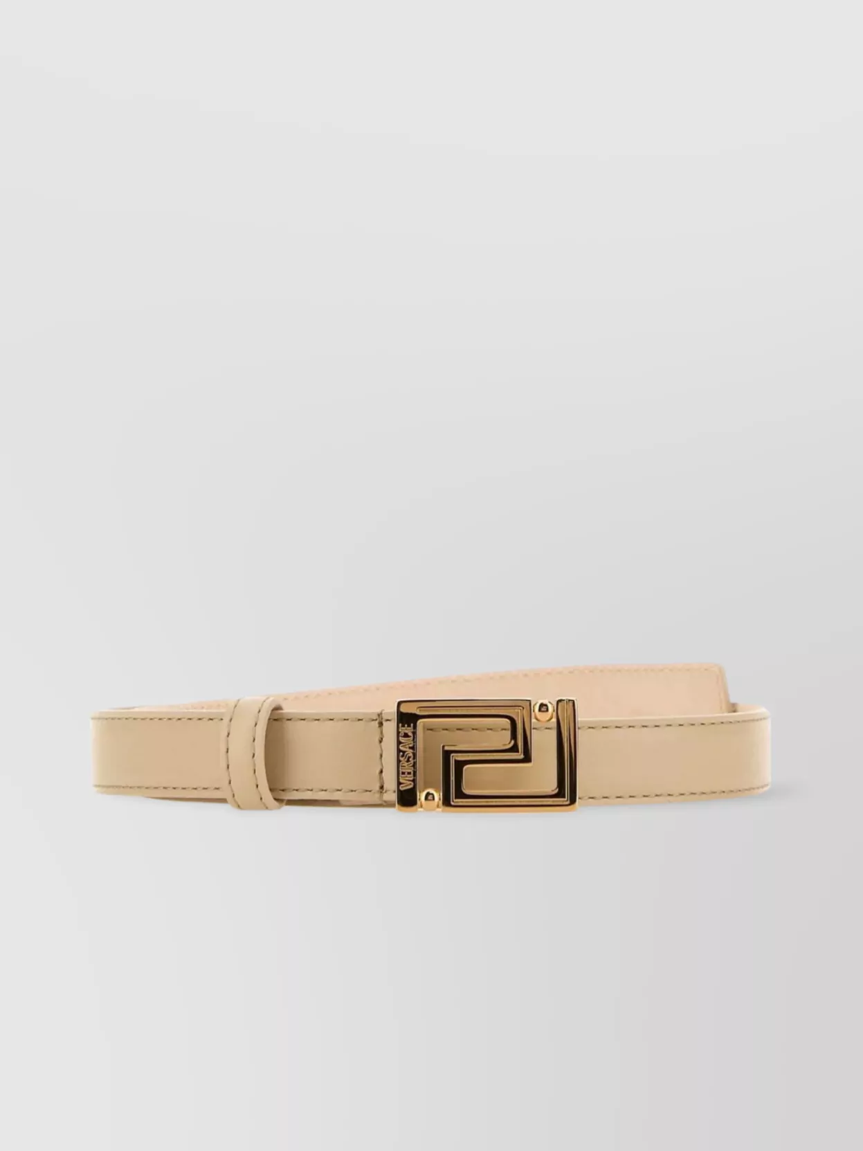 Shop Versace Leather Belt With Adjustable Length And Gold-tone Hardware