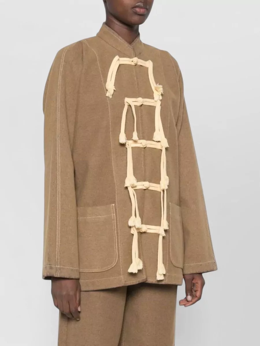 Uma Wang Wool Tassel-Detail Single-Breasted Coat