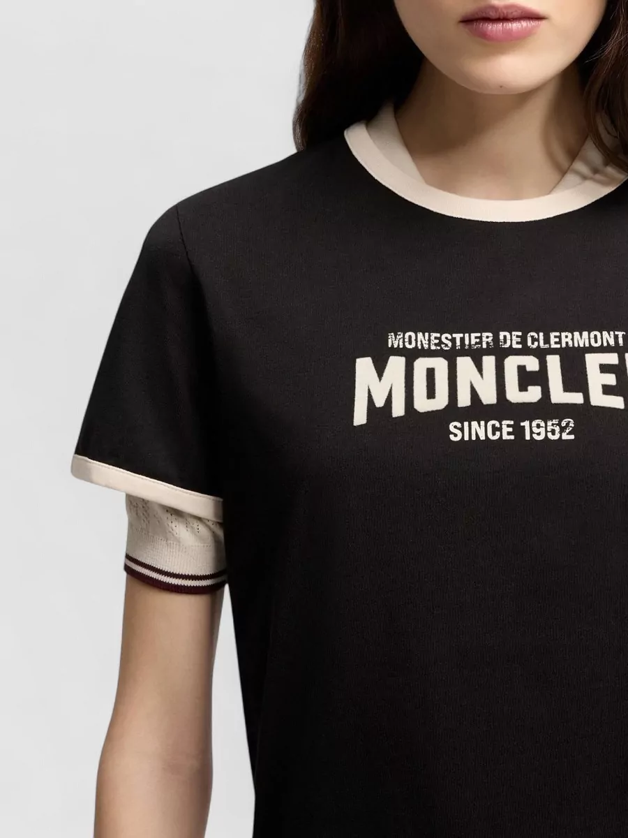 Moncler Cotton Ribbed Logo-Print Short-Sleeve T-Shirt