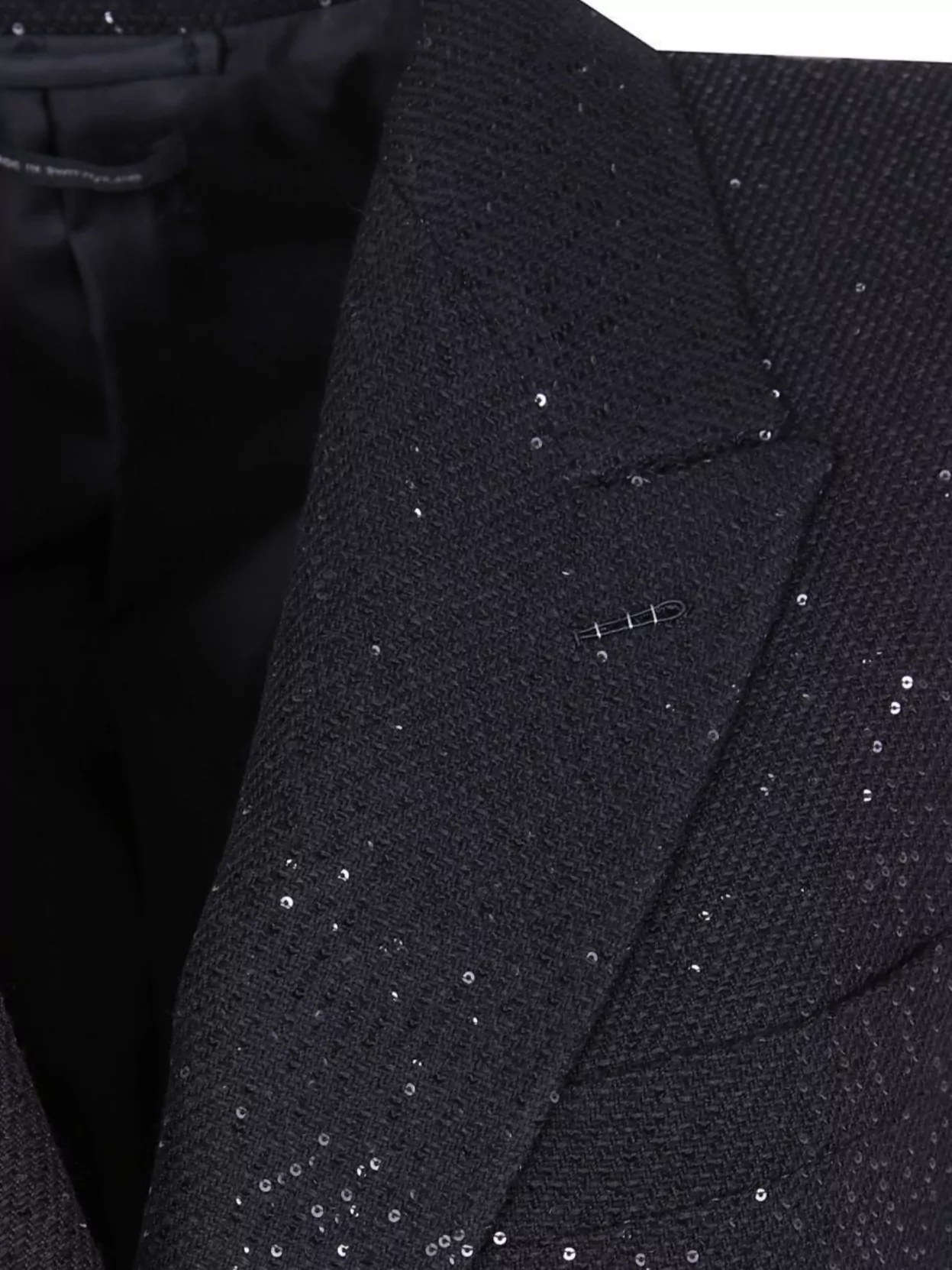 Tom Ford Sequined Wool Blend Crepe Double Breasted Coat Clothing In Black