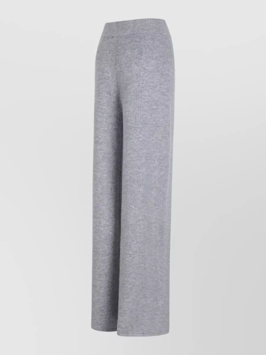 Max Mara Ribbed High-Rise Wide-Leg Cashmere Wool Trousers