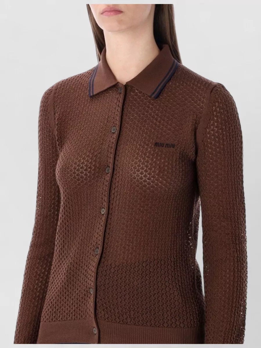 Miu Miu Knit Cardigan Slim Fit Long Sleeves