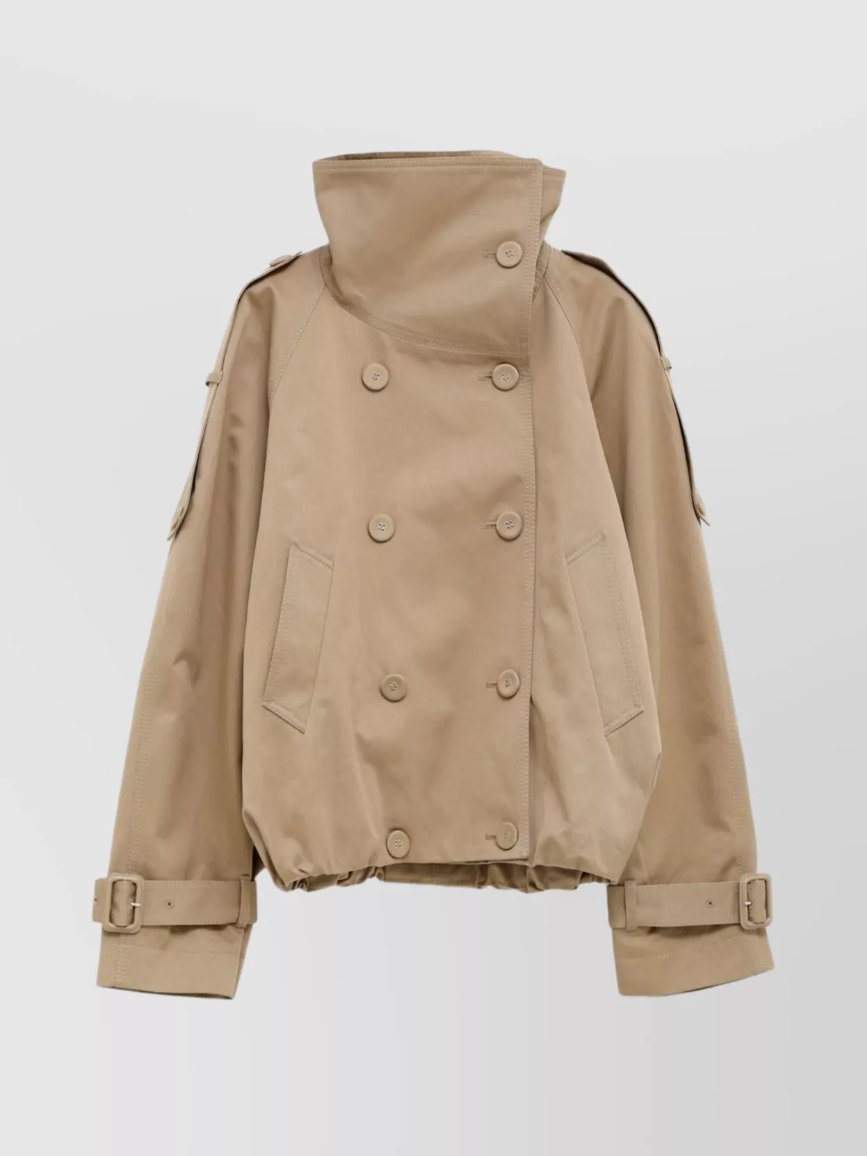 Acne Studios Raincoat With Belted Waist And High Collar In Neutral
