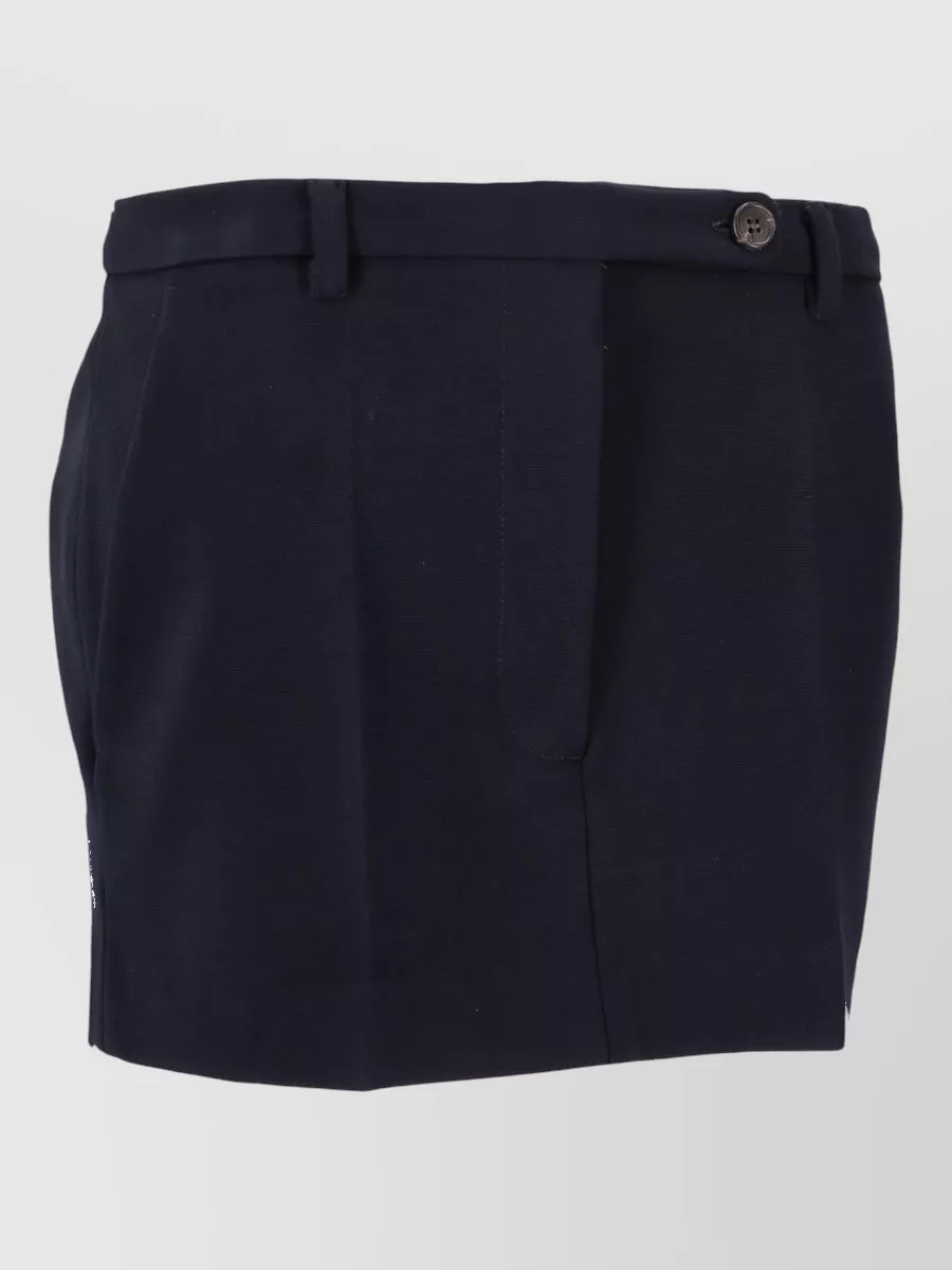 Miu Miu Knit Fabric Skirt Belt Loops Pockets Buttons