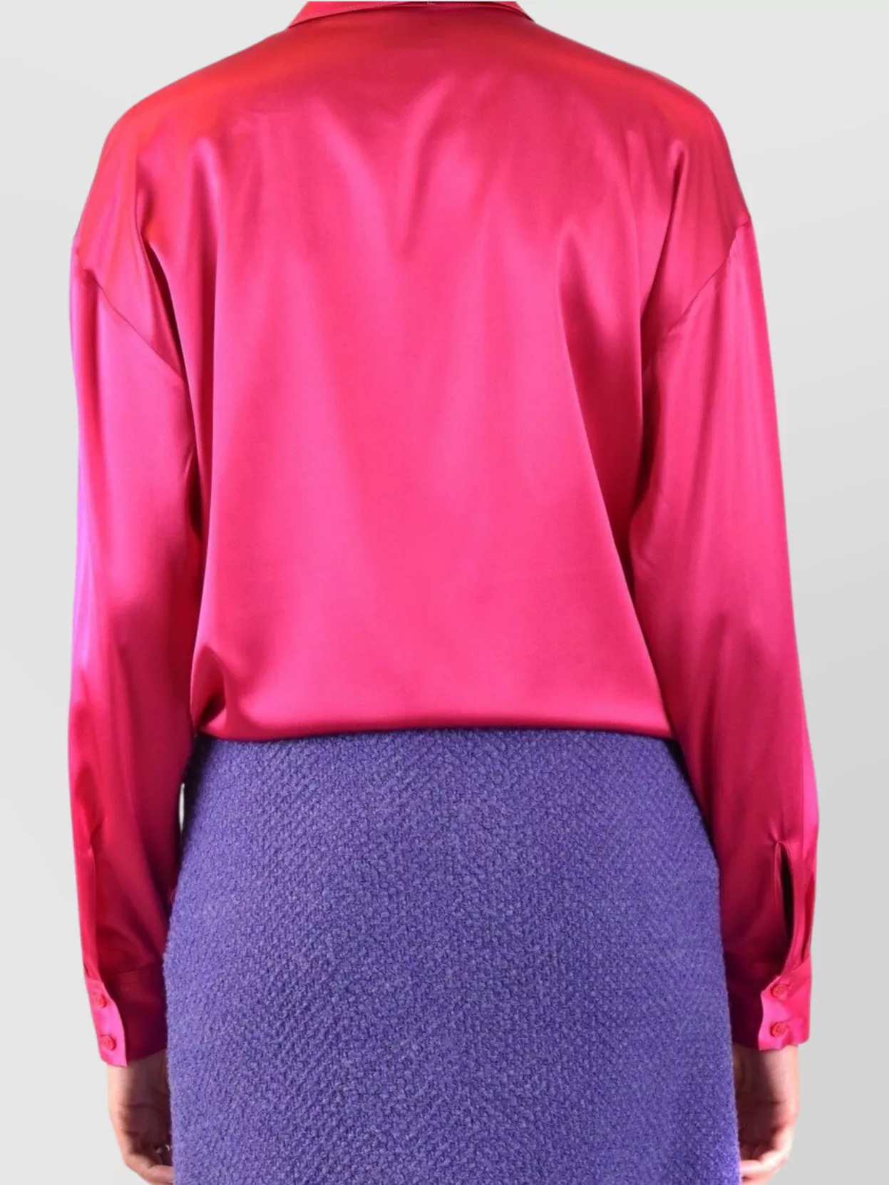 Pinko Satin Collared Tie-Front Long Sleeve Shirt