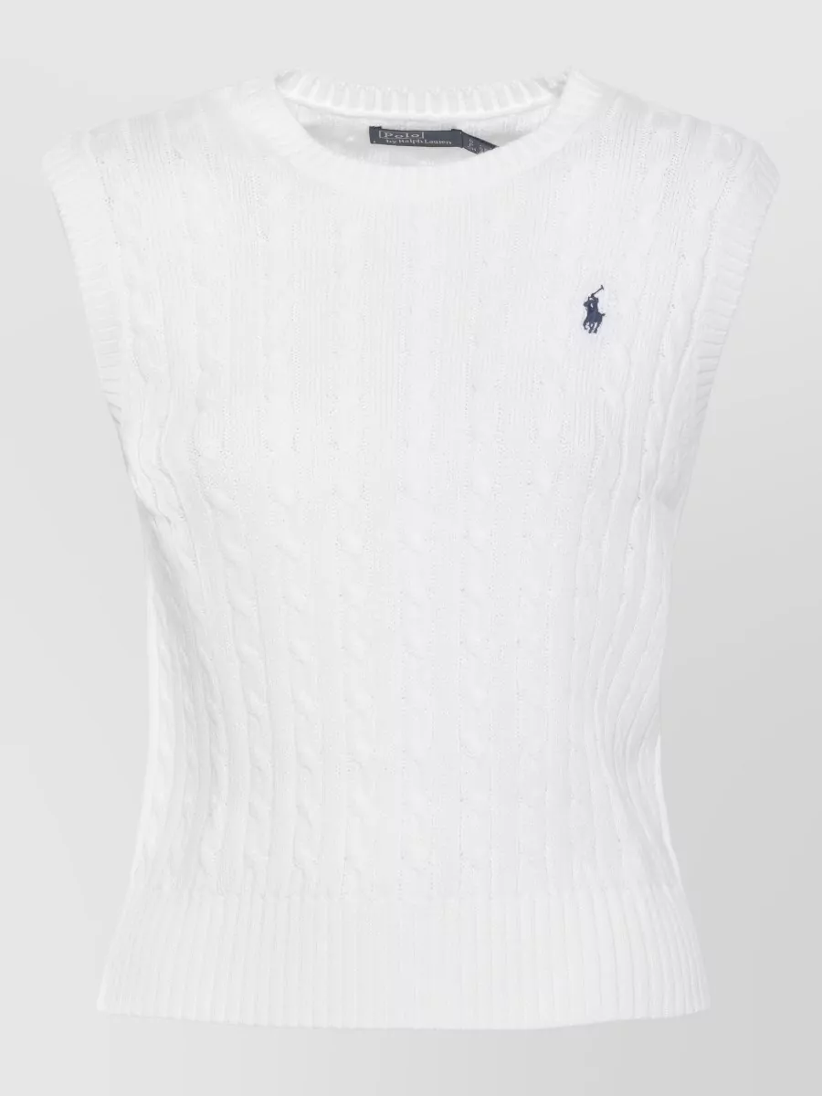 Ralph Lauren Cable-Knit Sleeveless Crewneck Knitted Top