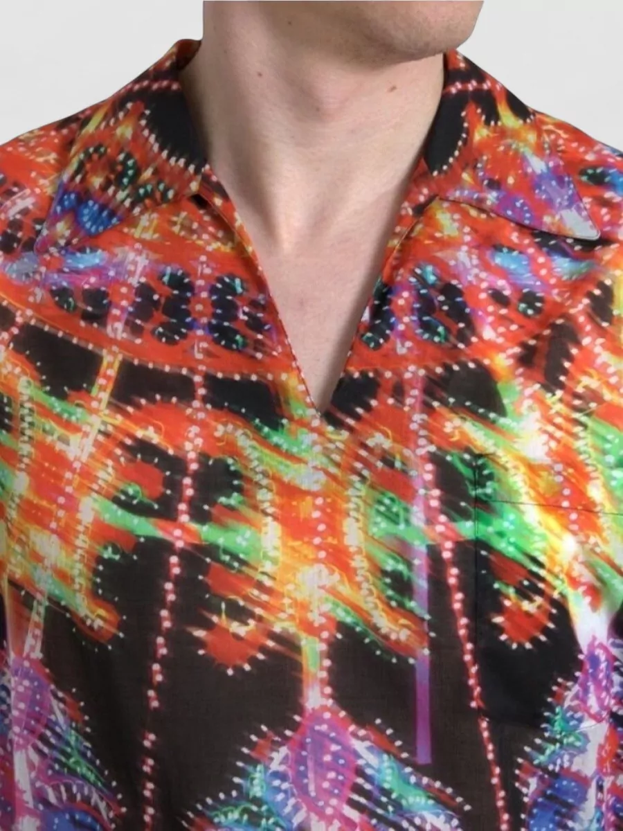 Dolce&Gabbana Printed Short-Sleeve V-Neck Shirt