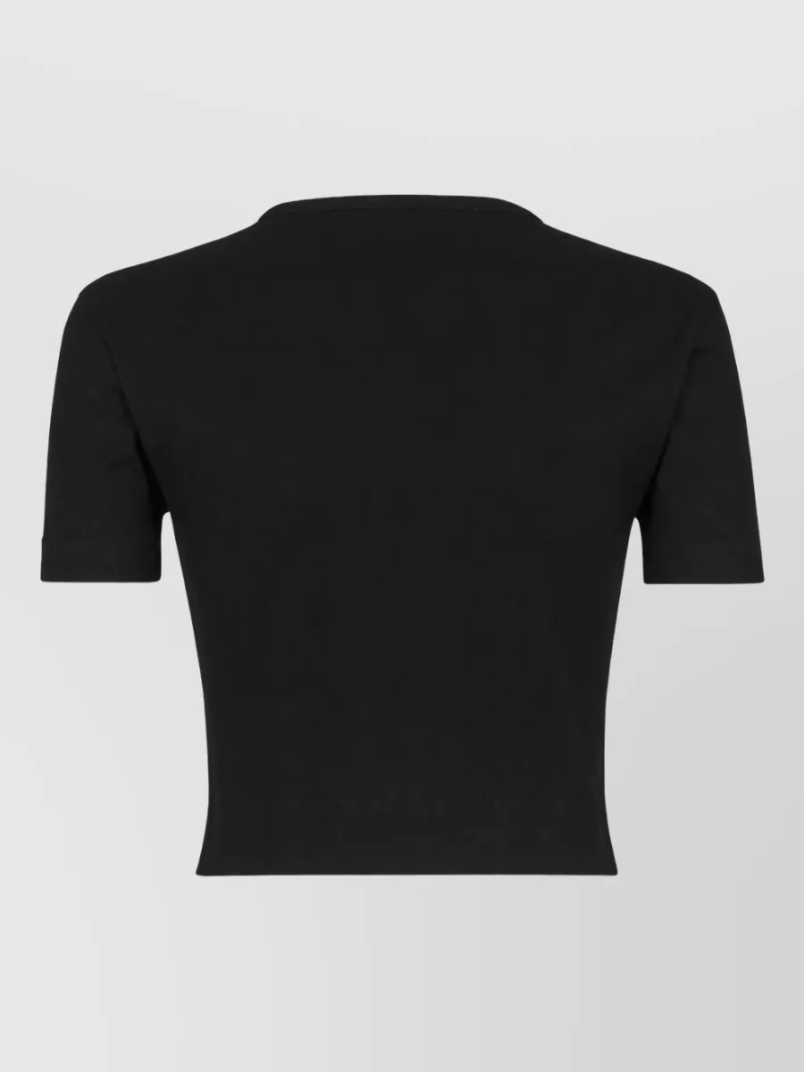 Fendi Cropped Ribbed Logo Top Short Sleeves