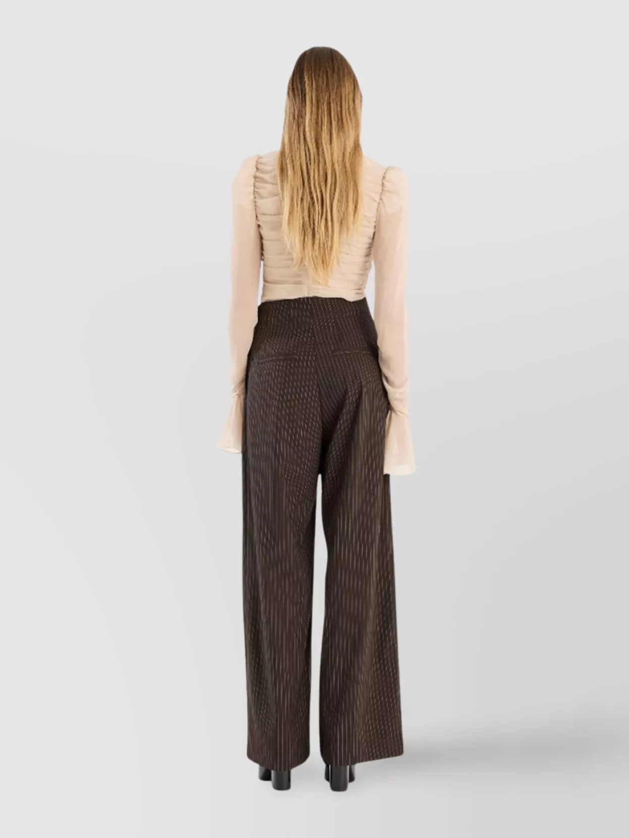 Rotate Long Sleeve Top Sheer Fabric