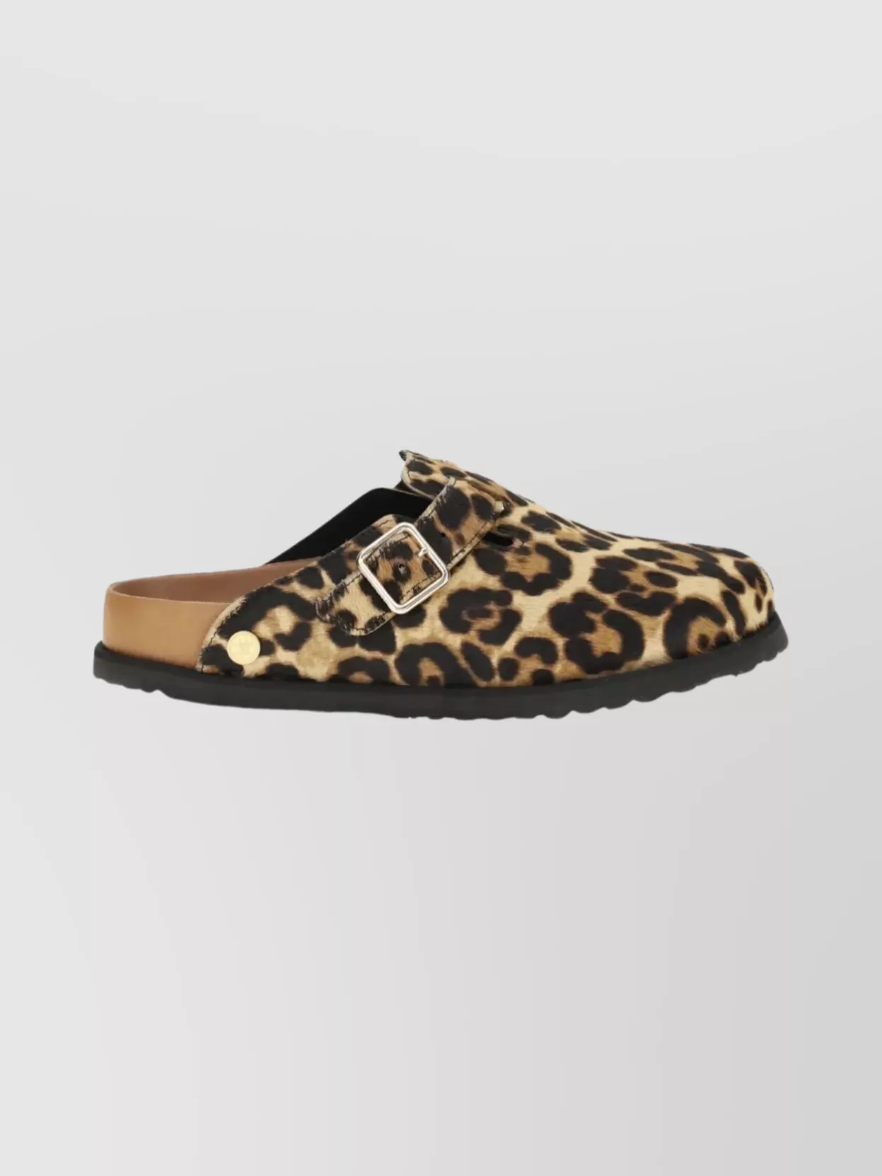 Birkenstock 1774 Animal Print Flat Sole Mules With Buckle In Brown
