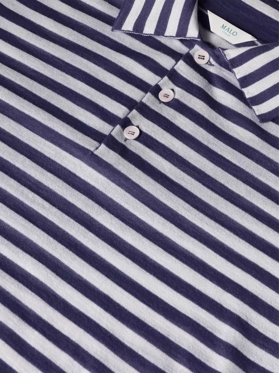 Malo Polo Shirt Ribbed Collar Short Sleeves Stripes