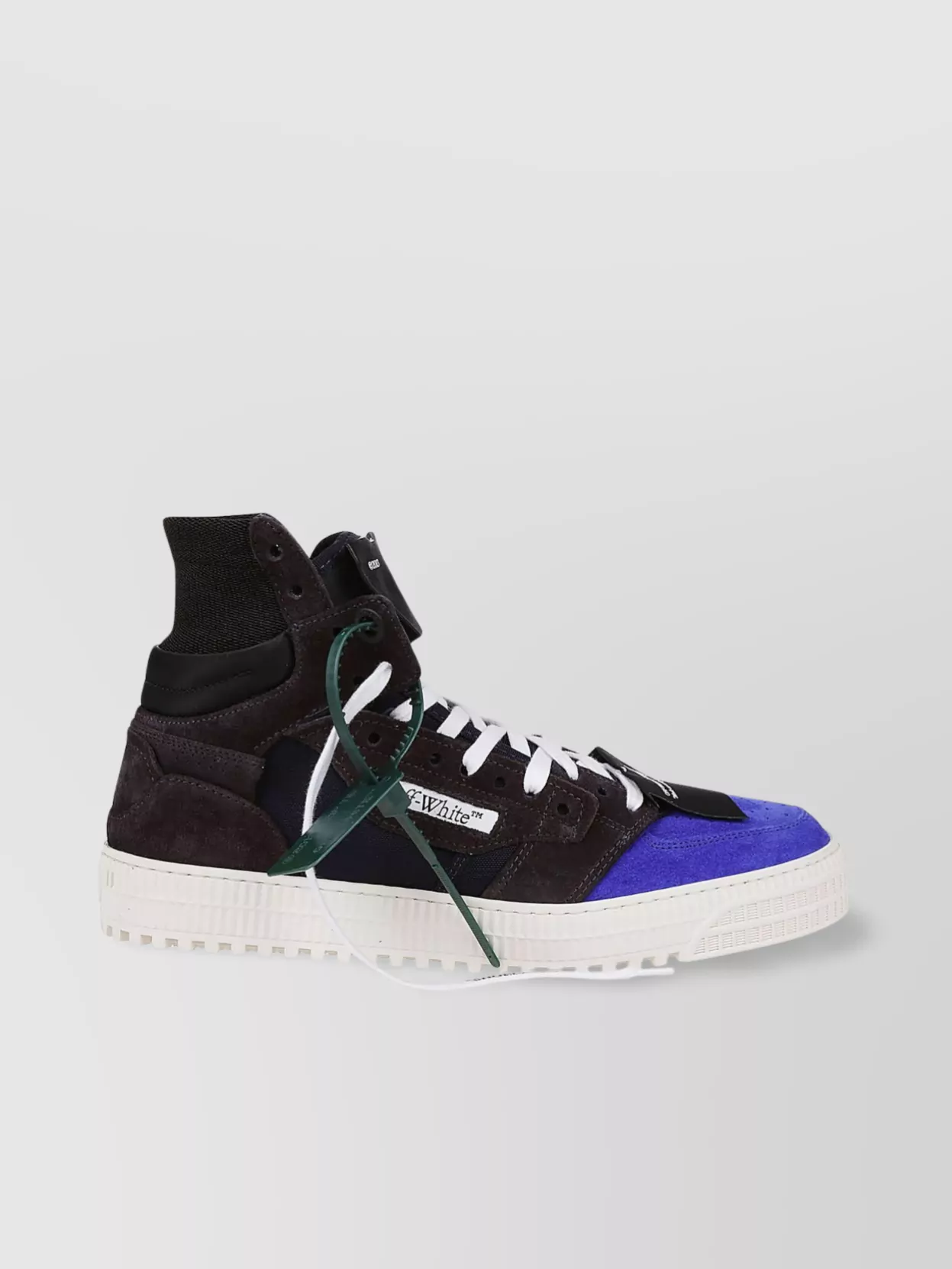 Shop Off-white Color-block High-top Sneakers In Suede/canvas In Black