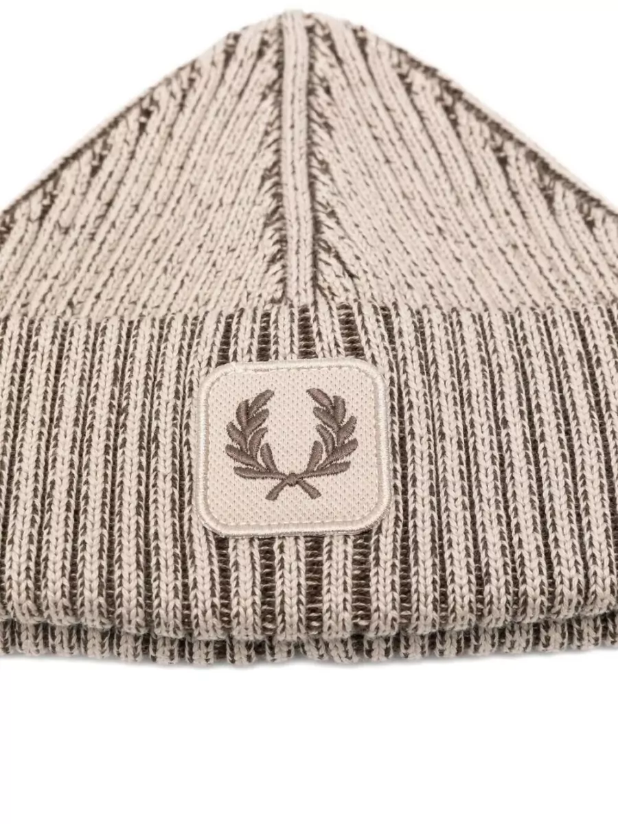 Fred Perry Cotton Beanie Folded Cuff Ribbed Texture